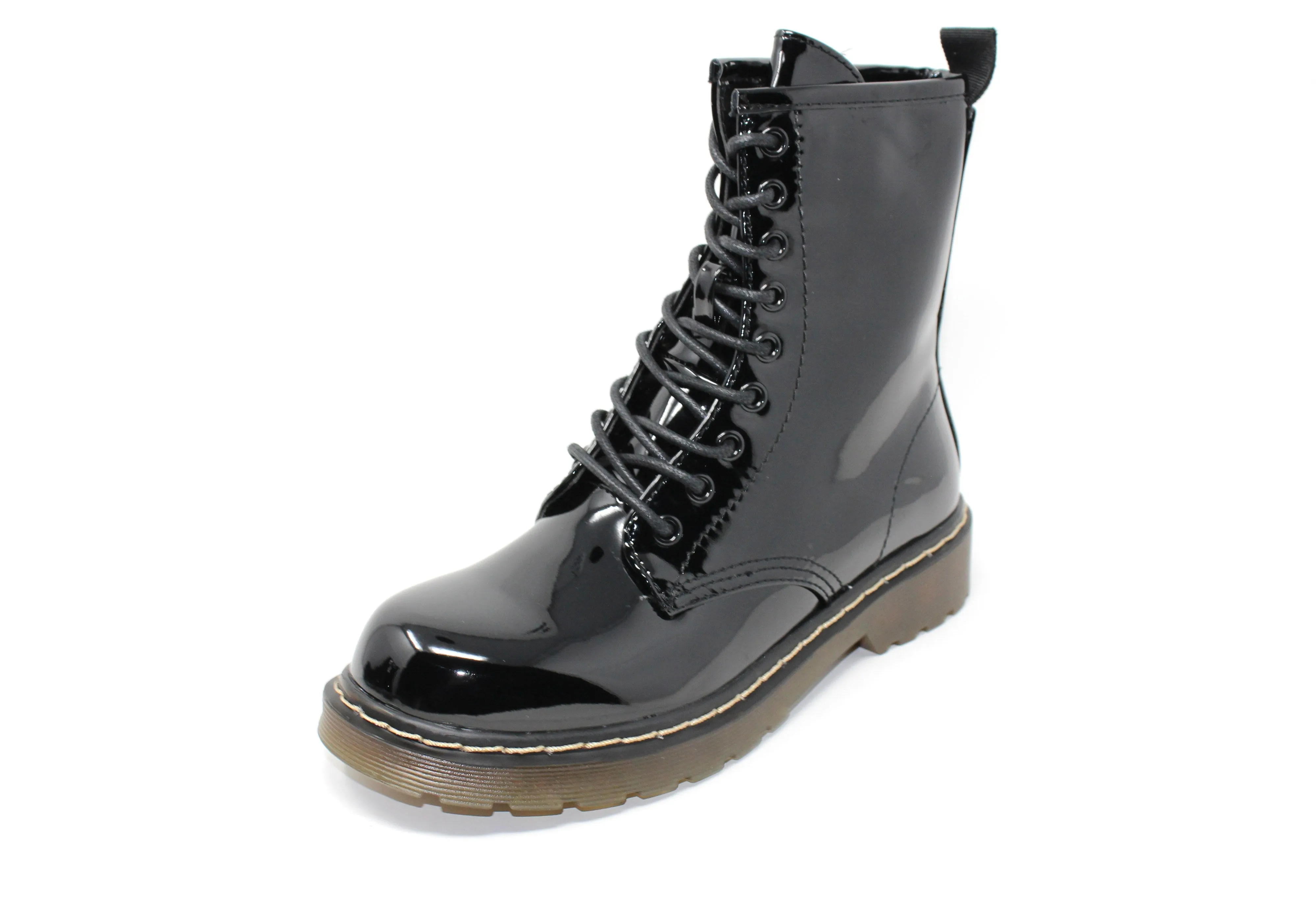 9 EYE  LACED PATENT BOOT