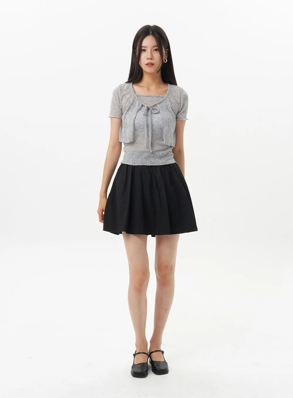 A-Line Cotton Mini Skirt OU328