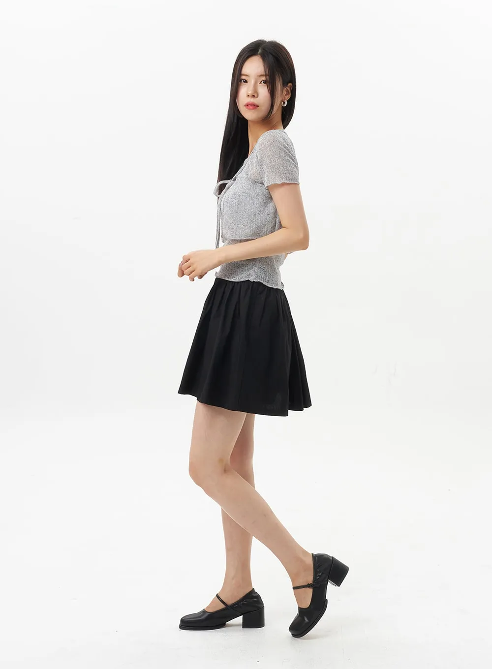 A-Line Cotton Mini Skirt OU328