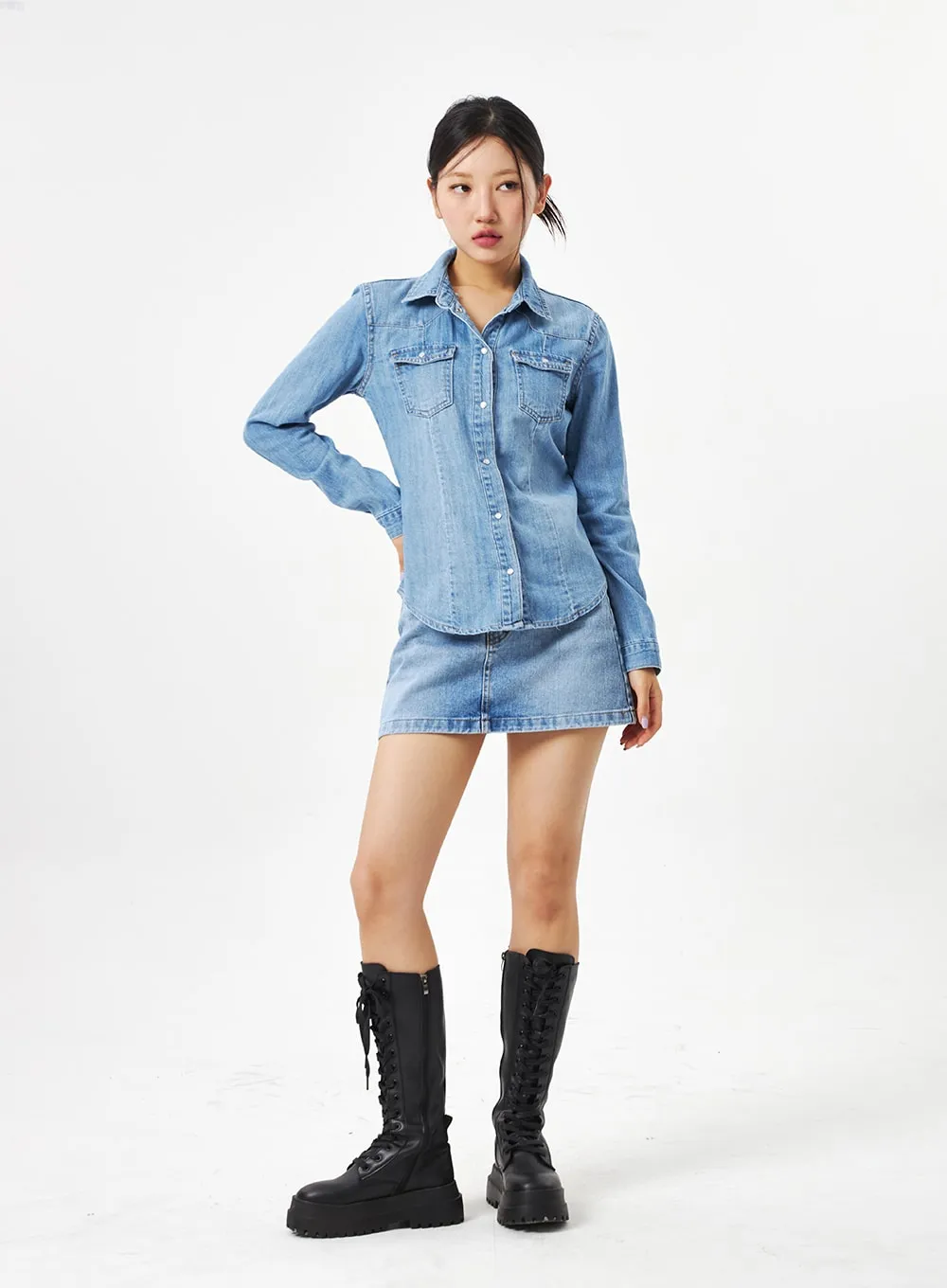 A-Line Denim Mini Skirt CA317