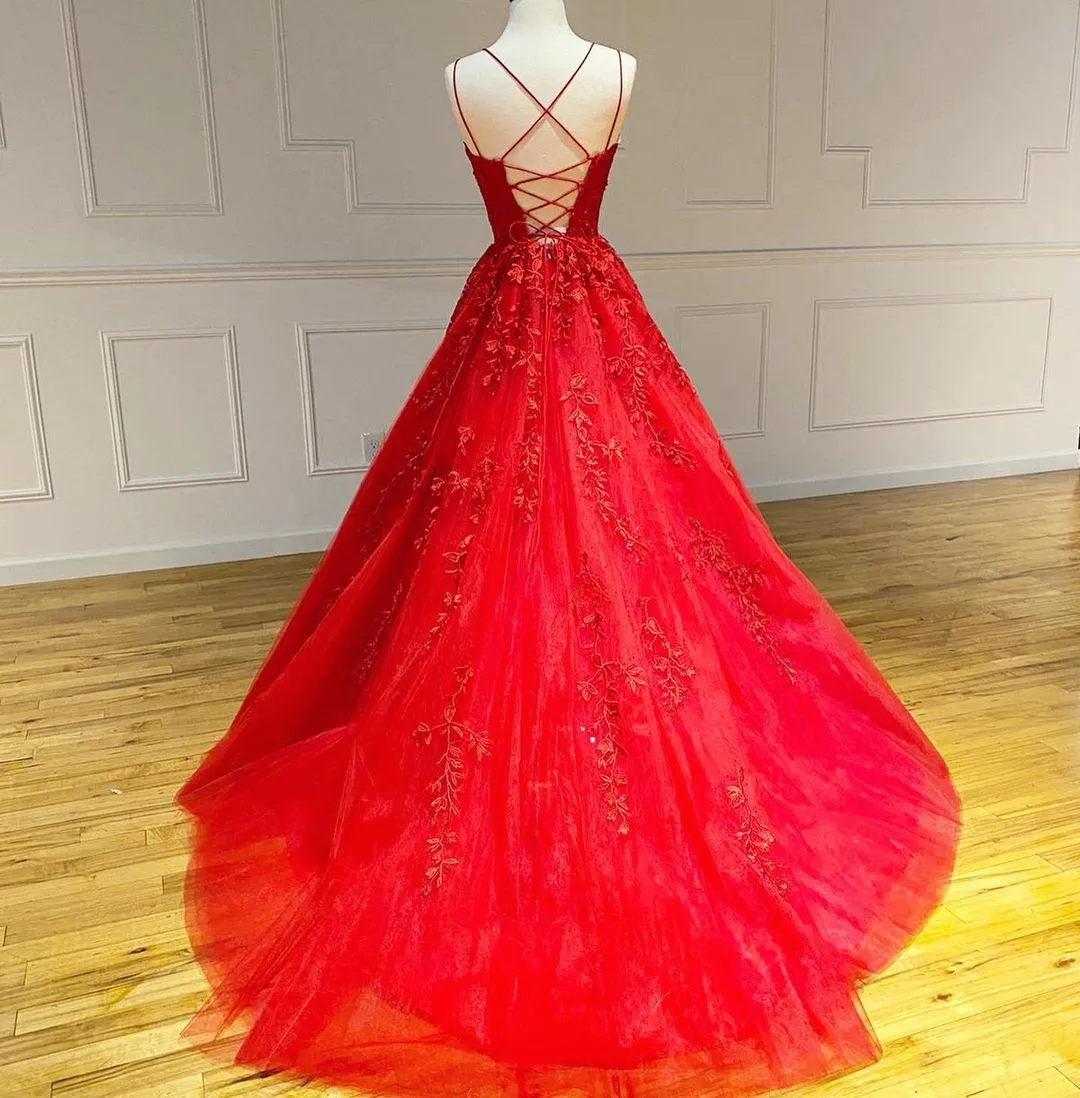 A Line Lace Prom Dress Evening Dress, Dance Dress, Graduation School Party Gown, PC0464