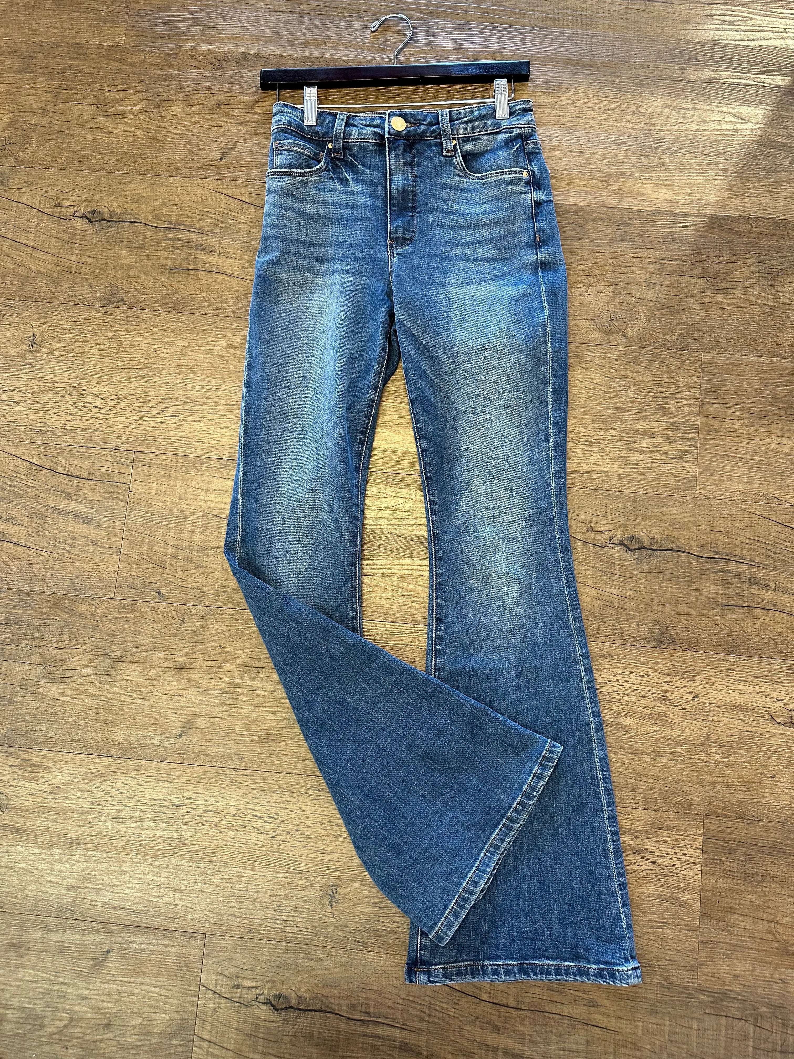 Ana High Rise Super Flare Jean in counselled by KUT Denim