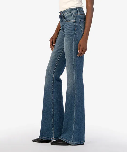 Ana High Rise Super Flare Jean in counselled by KUT Denim