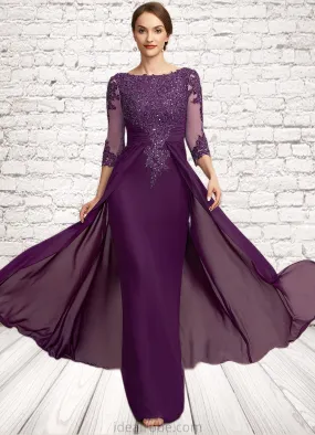 Arielle A-Line Scoop Neck Floor-Length Chiffon Lace Mother of the Bride Dress With Beading Sequins STK126P0014738