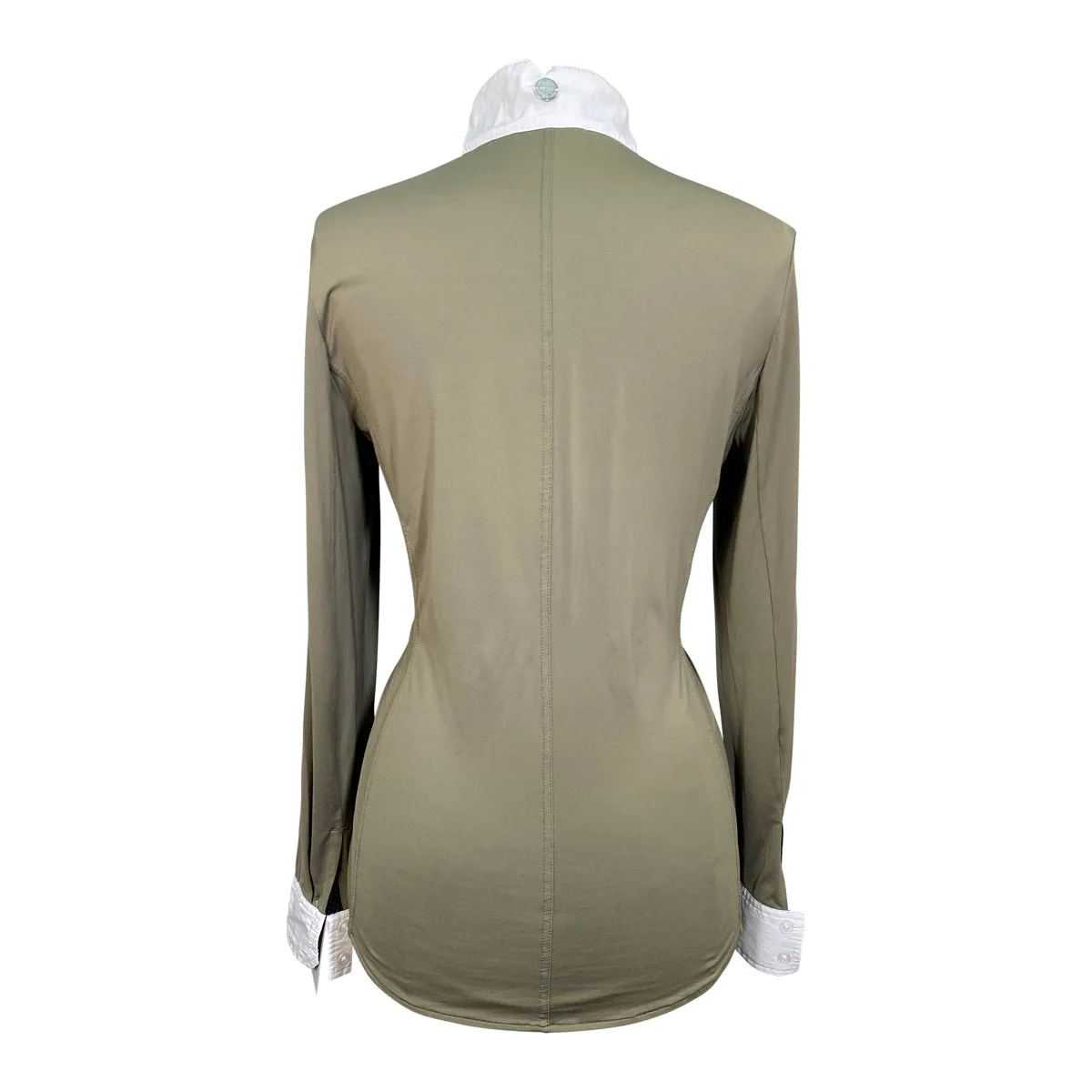 Asmar Equestrian 'Costa' Cooling Show Shirt in White/Army Green - Women's Medium