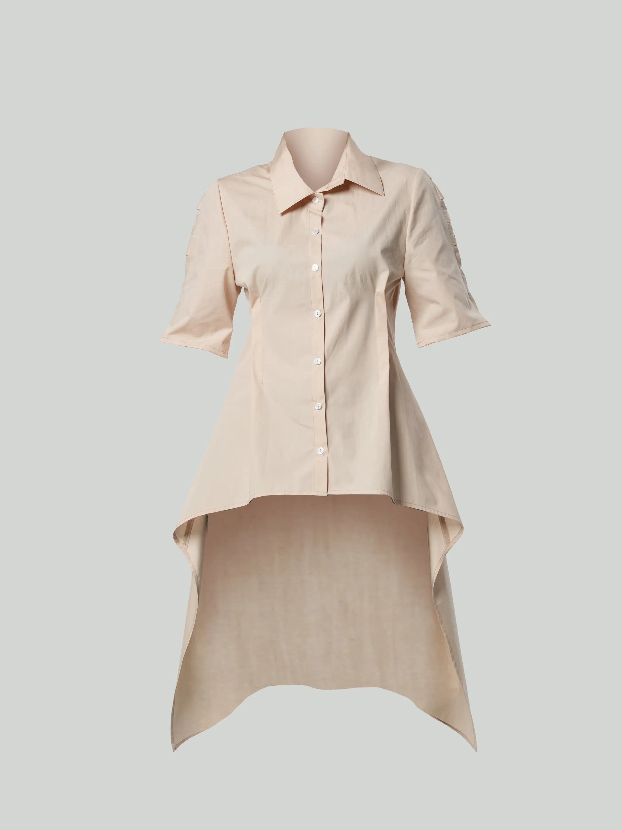 Asymmetric Shirt With Open Back In Beige