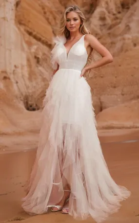 Beach Sexy Ethereal A-Line Ruffle Wedding Dress Romantic Elegant Lace-Up Straps Tulle Bridal Gown