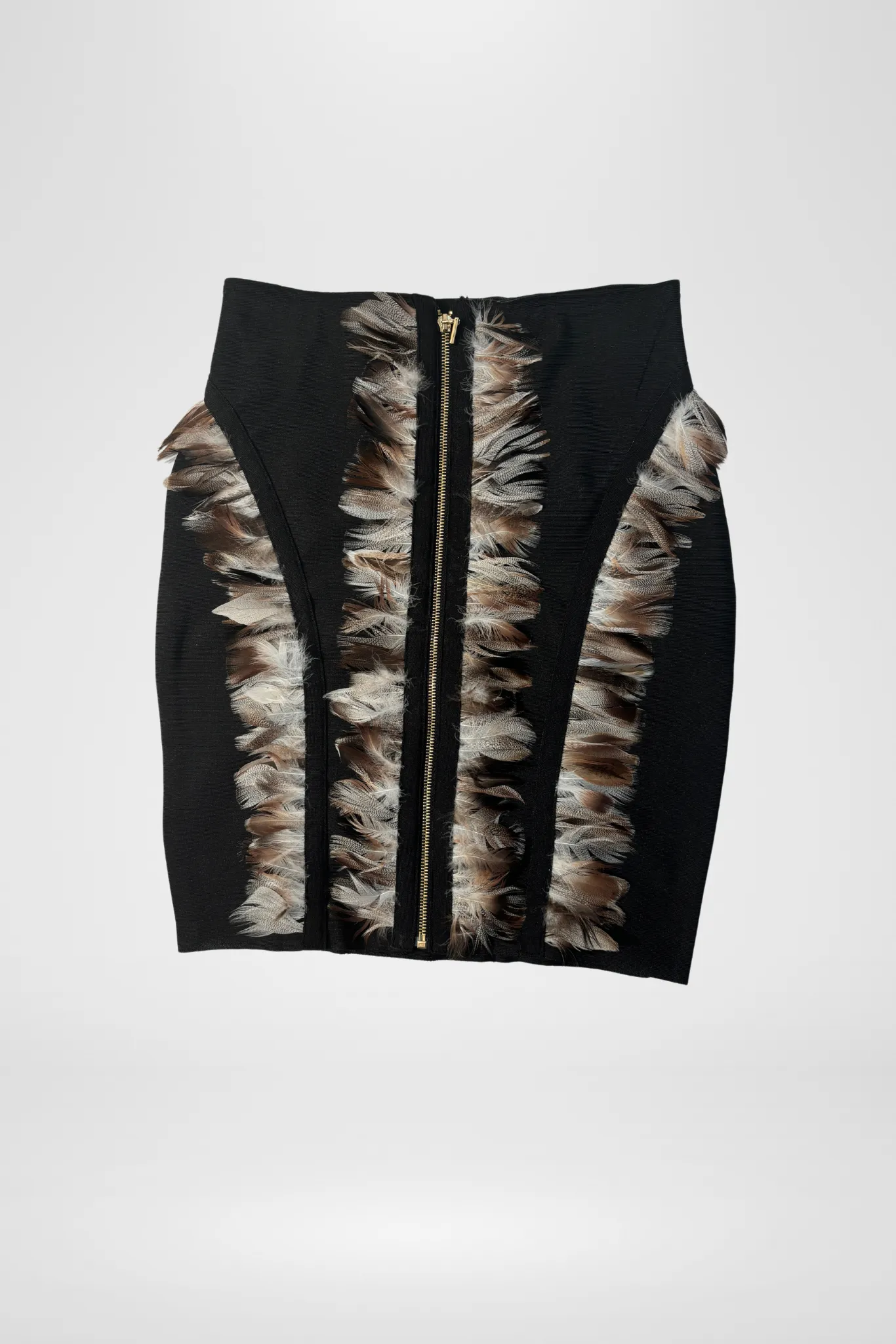 Black Feather Mini Skirt