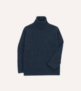 Blue Marl Mohair Wool Mock Neck Jumper