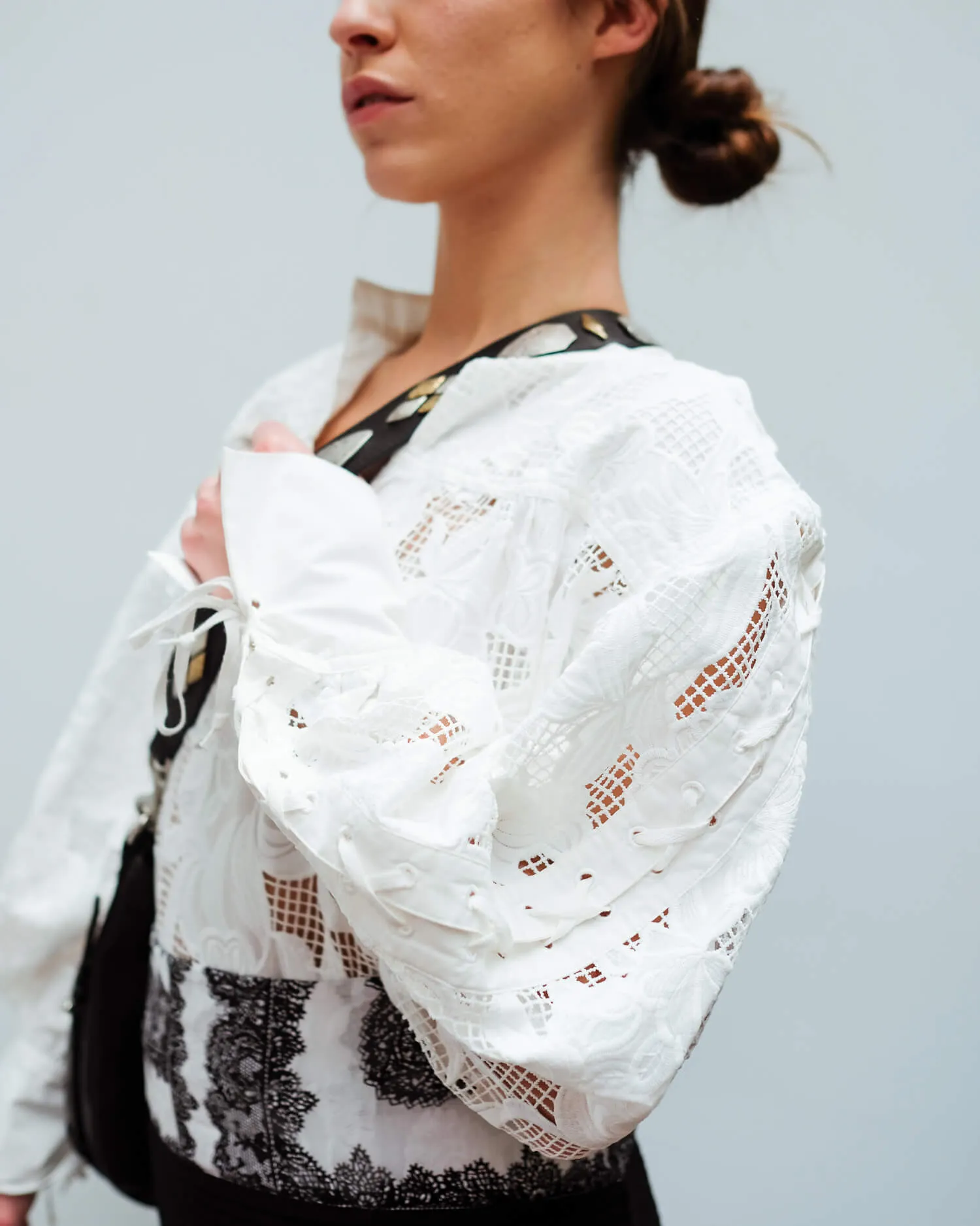 BMB Chalais lace shirt in soft white