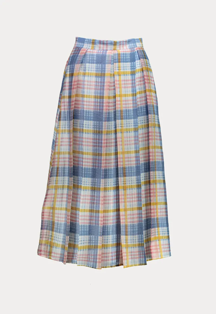 Box Pleated Checkered Skirt