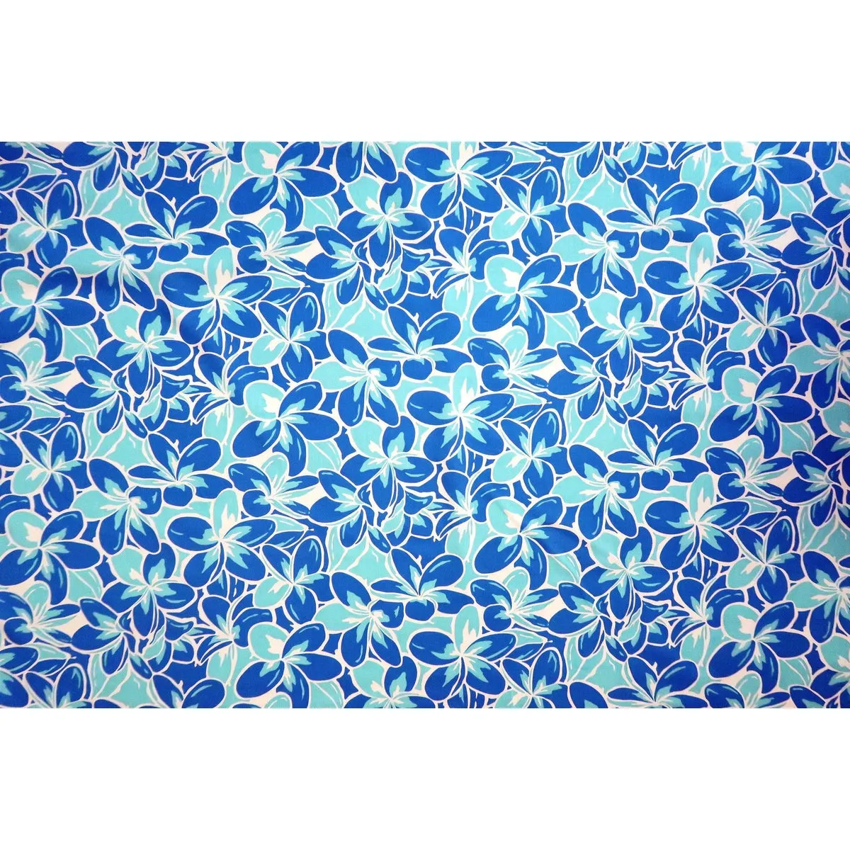 Bright Blue Plumeria Fabric | Blue