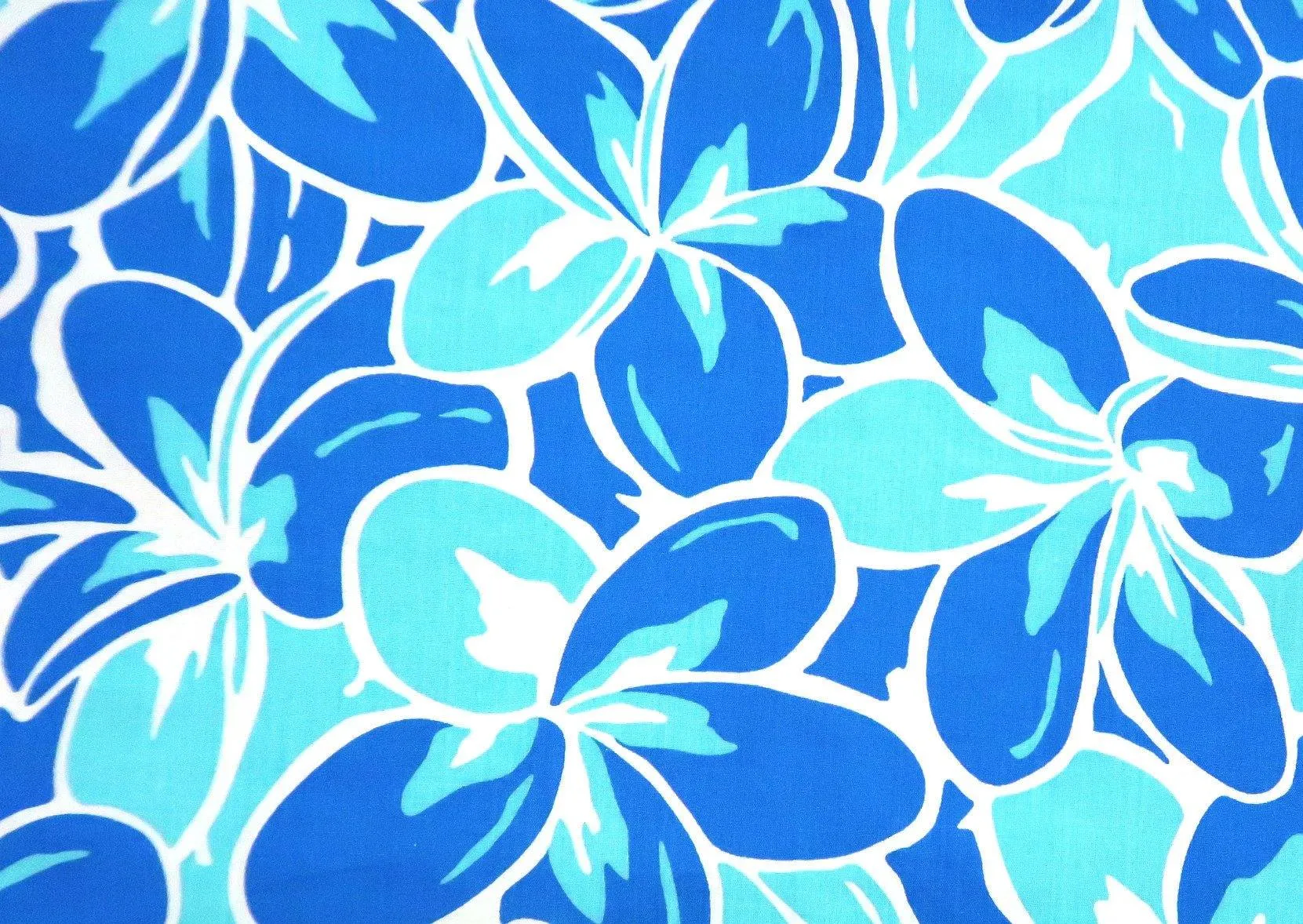 Bright Blue Plumeria Fabric | Blue