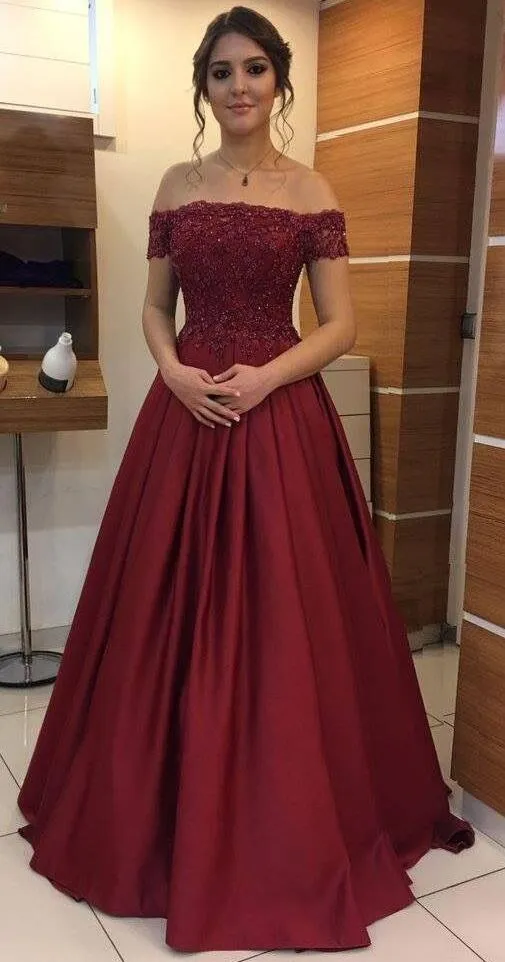 Burgundy Prom Dress Off the Shoulder Straps, Formal Dress, Evening Dress, Dance Dresses, School Party Gown, PC0802