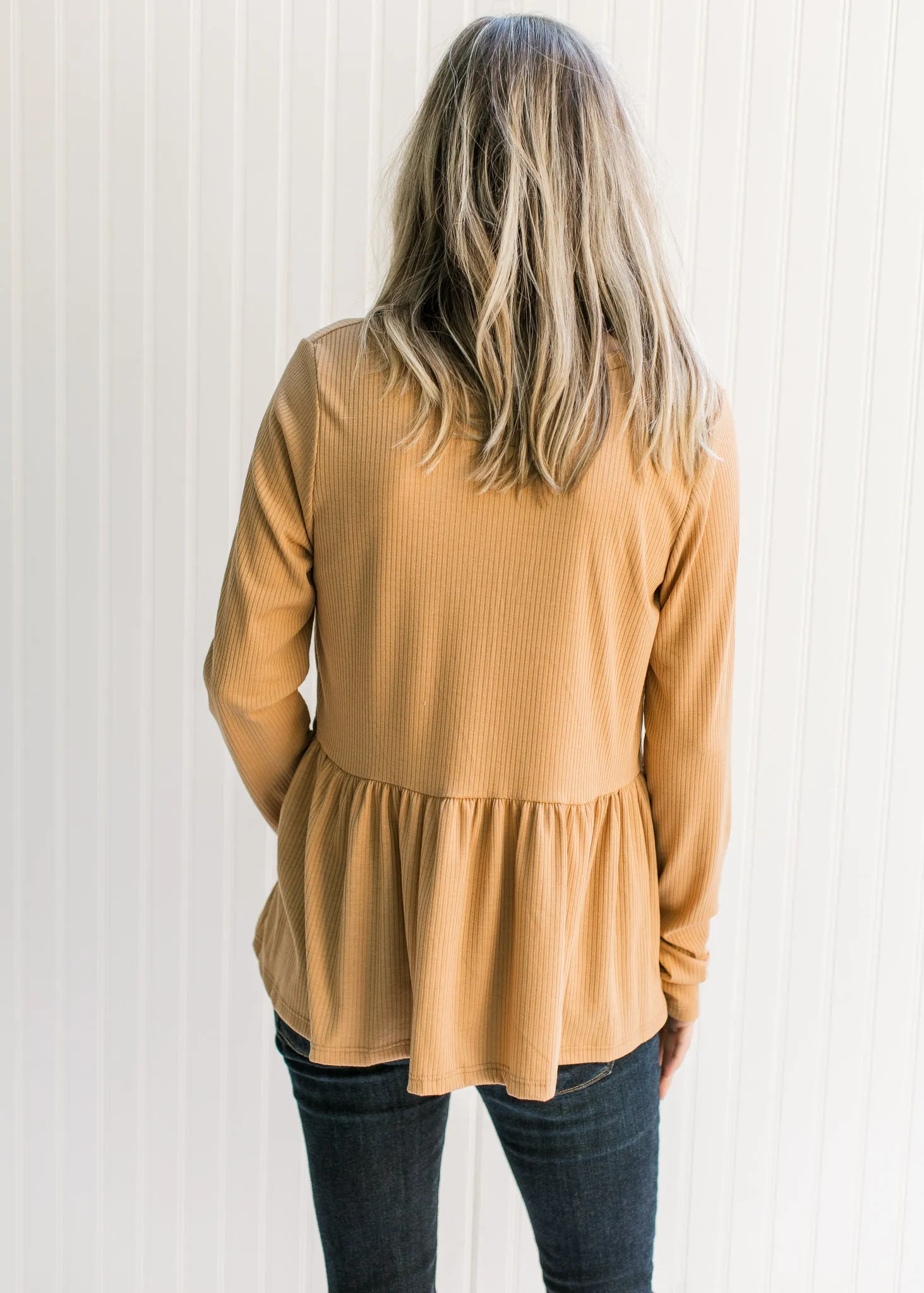 Chic Butterscotch Ribbed Neck Top for Effortless Style