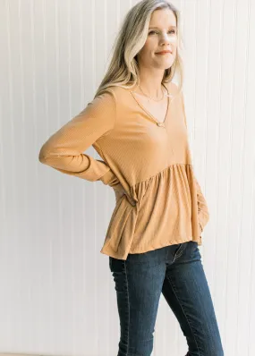 Chic Butterscotch Ribbed Neck Top for Effortless Style