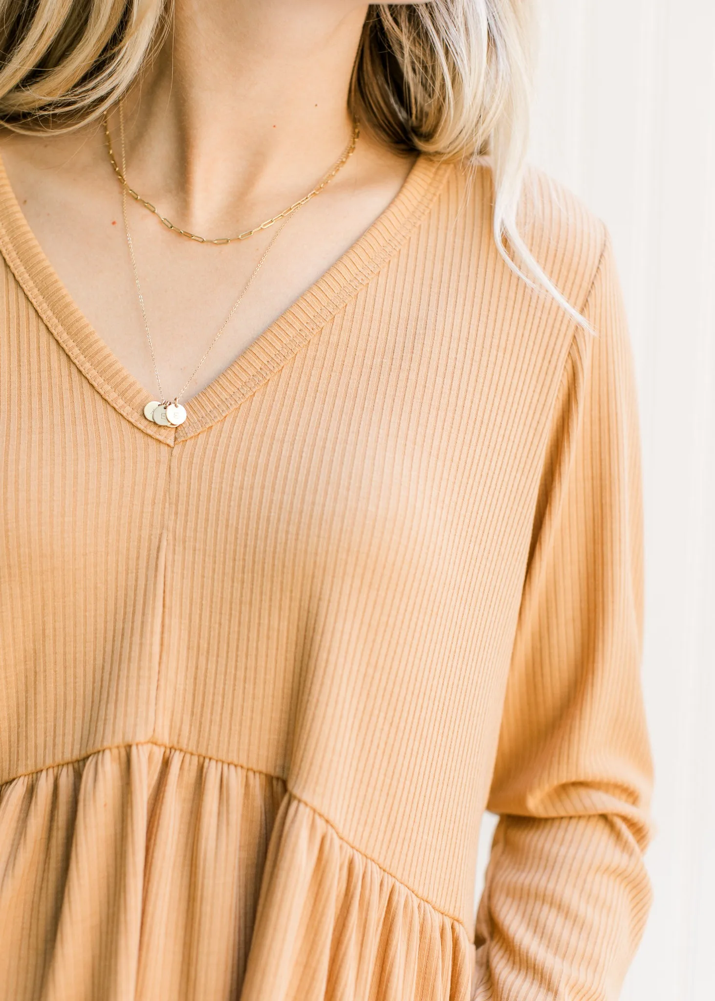 Chic Butterscotch Ribbed Neck Top for Effortless Style