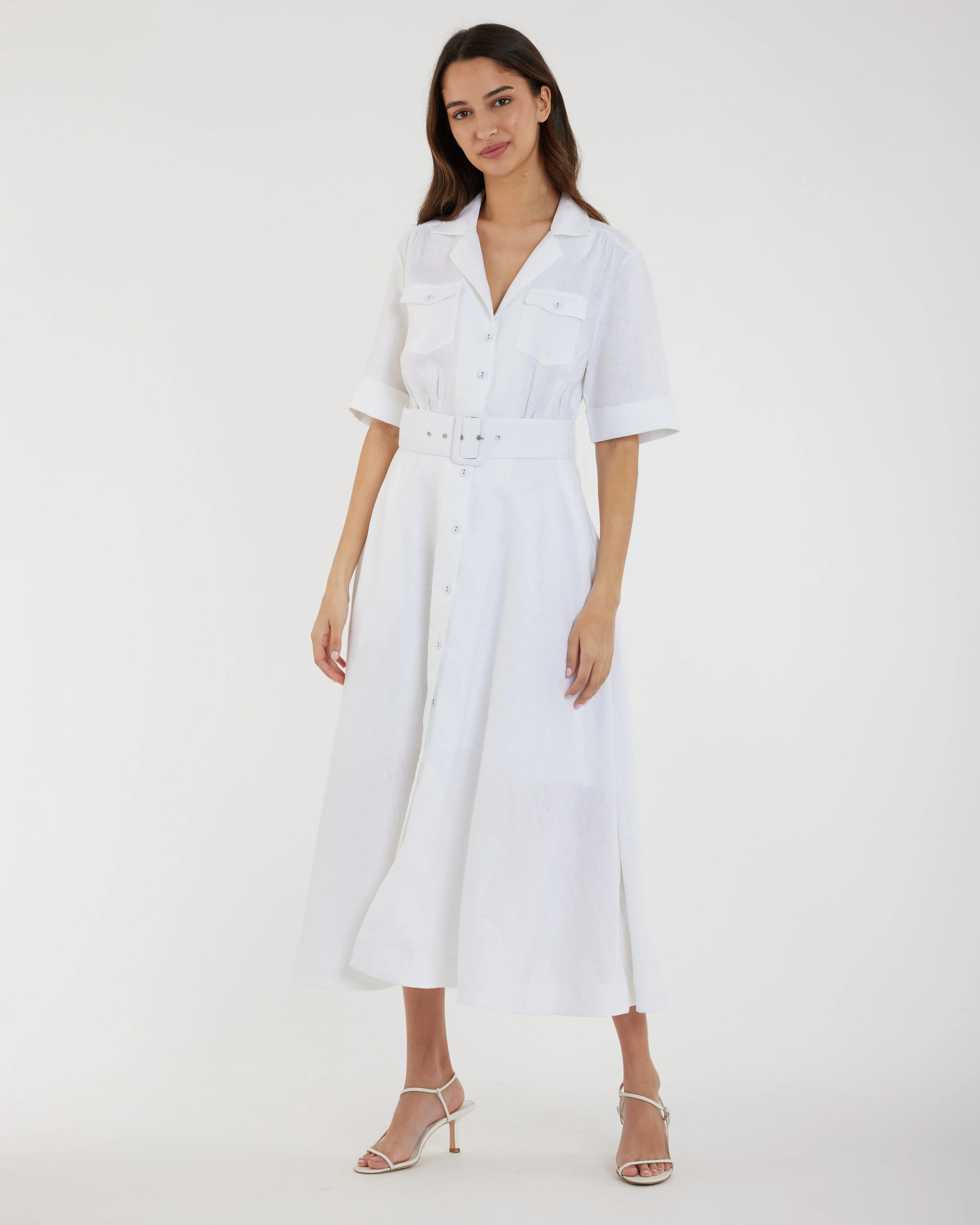 Cadence Linen Dress - White