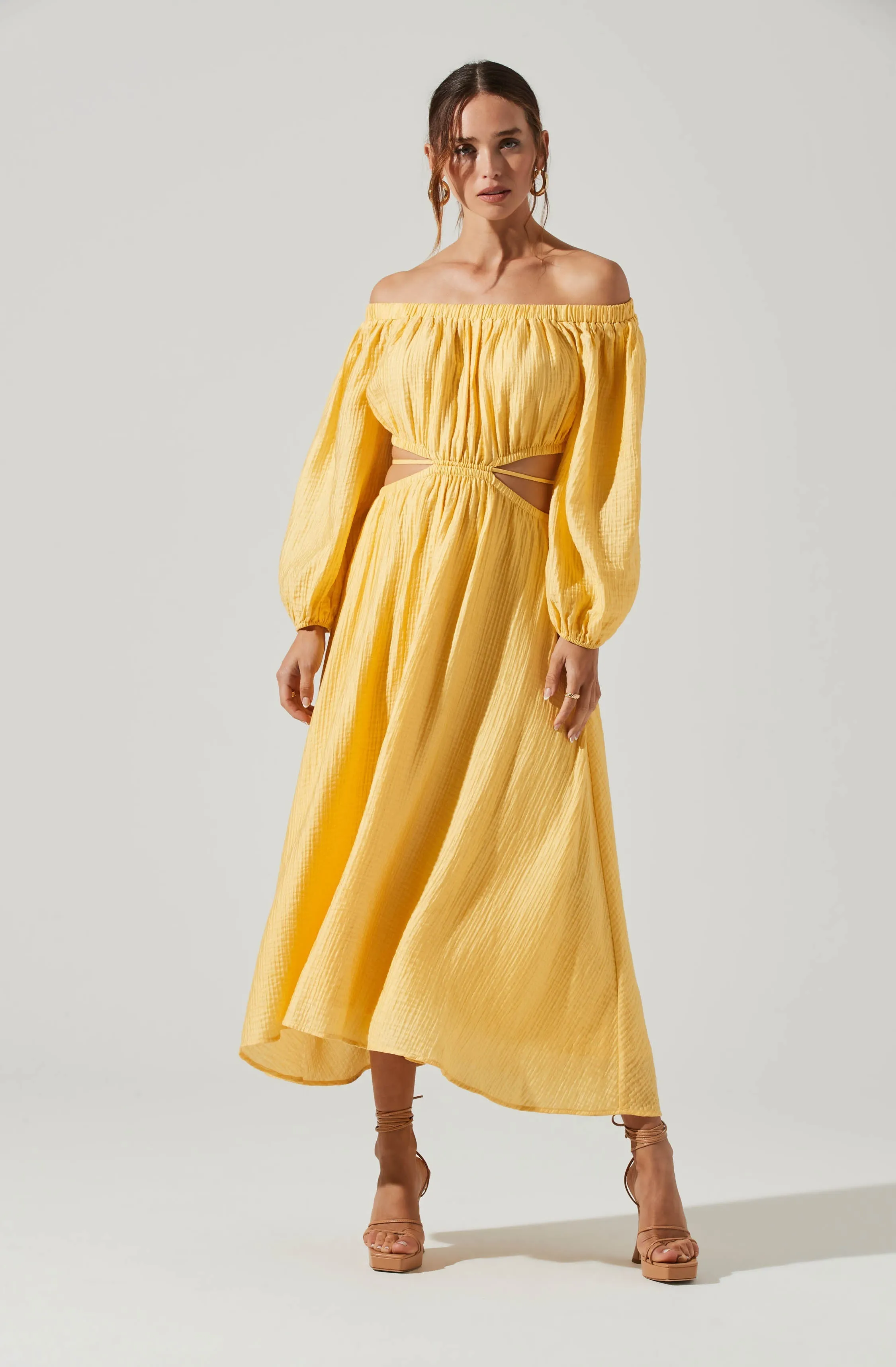 Cassian Cutout Off Shoulder Midi Dress