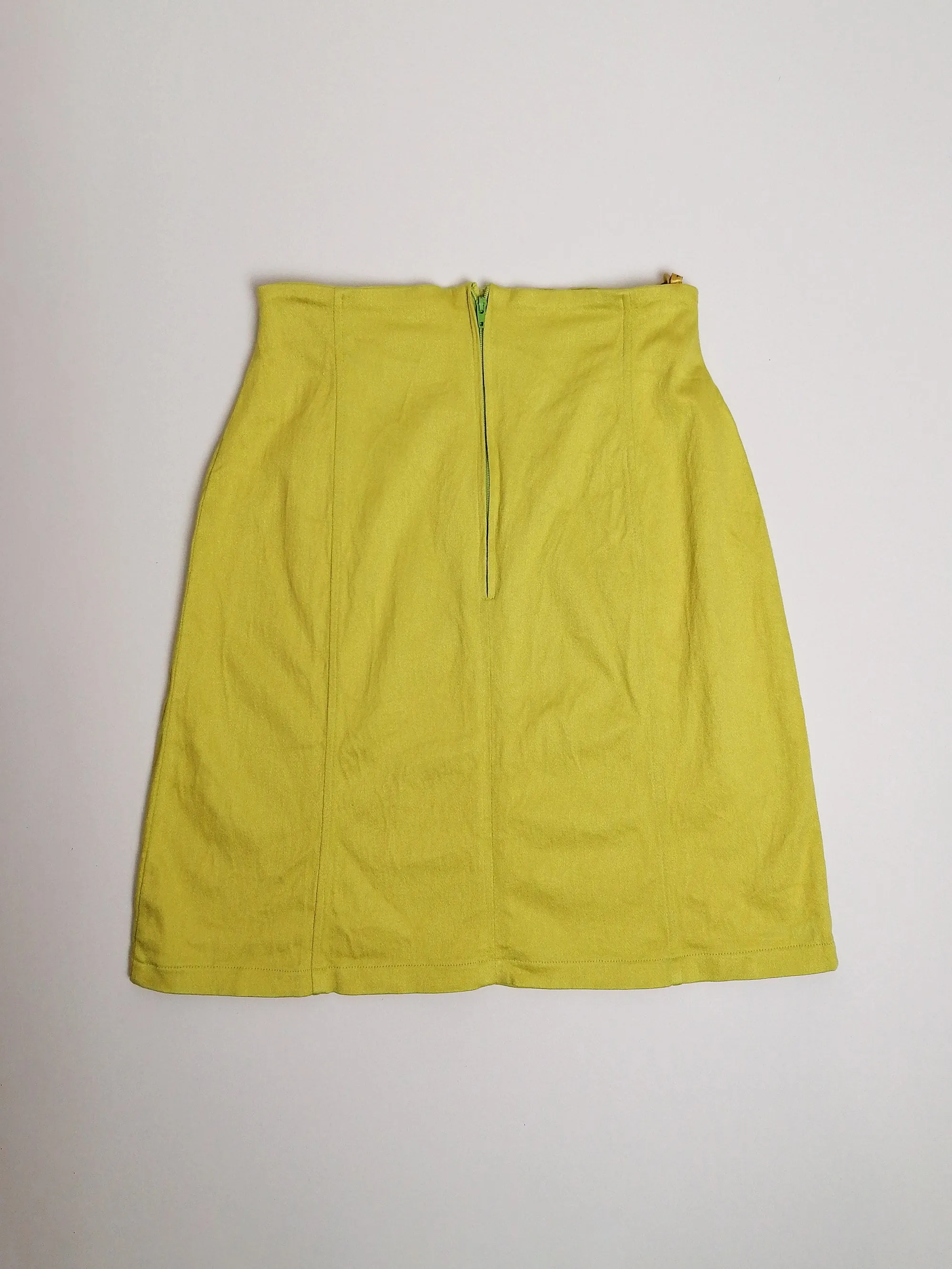 Chartreuse High waist A-line Mini Skirt - size S