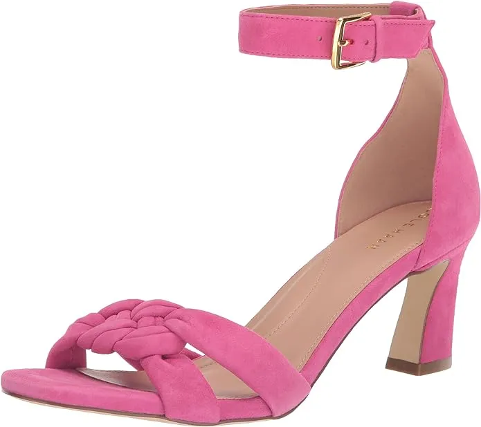 Cole Haan Adella Braid Pink Yarrow Suede Ankle Strap Open Toe Block Heel Sandals