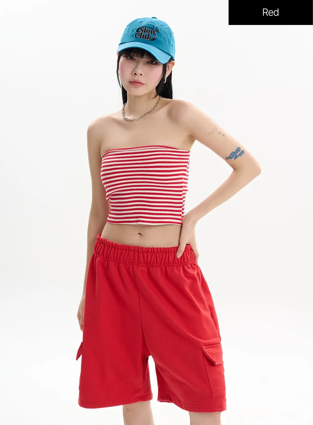 Contrasting Striped Tube Top IF413