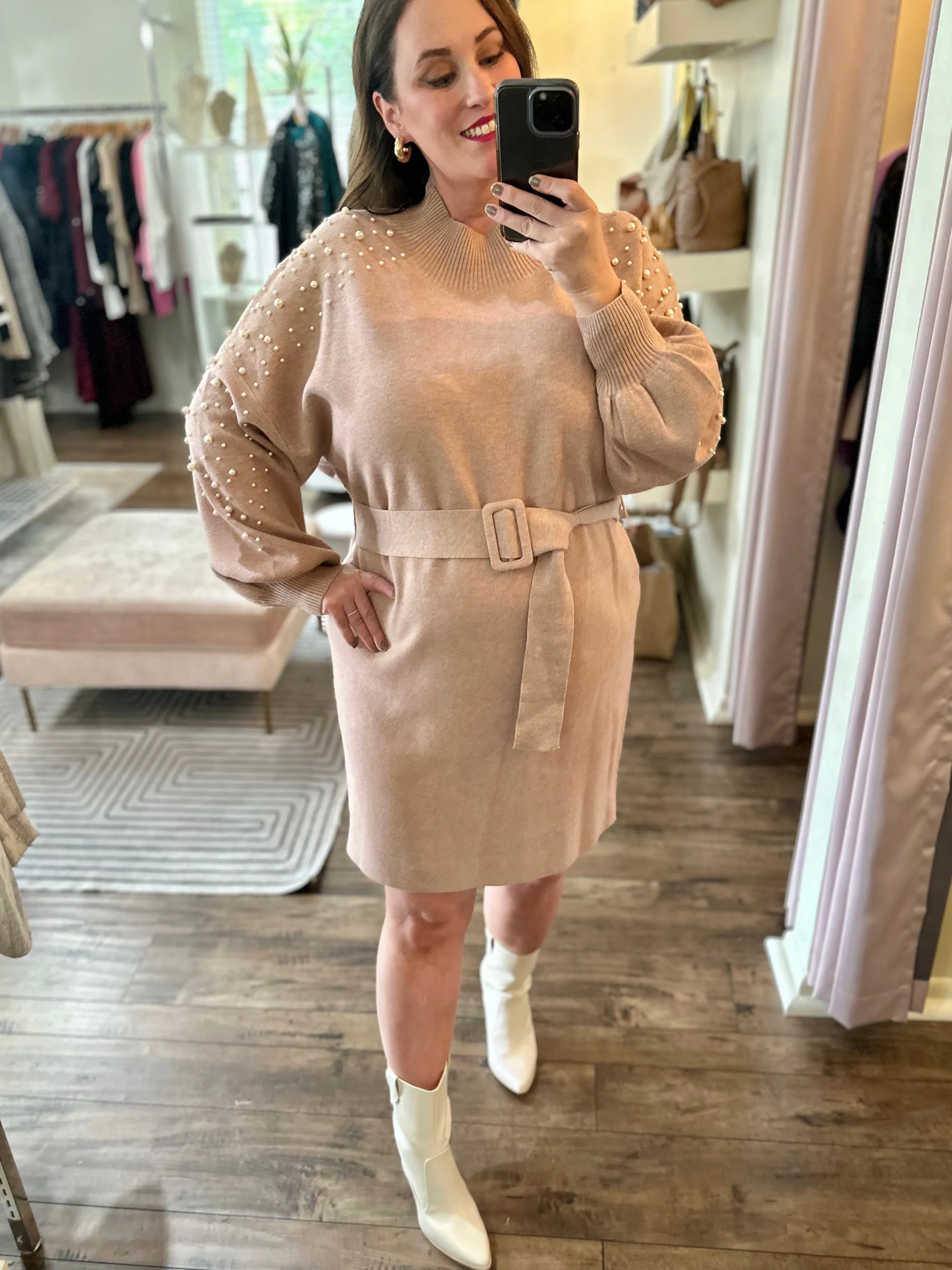 Curvy Pearl Sweater Dress