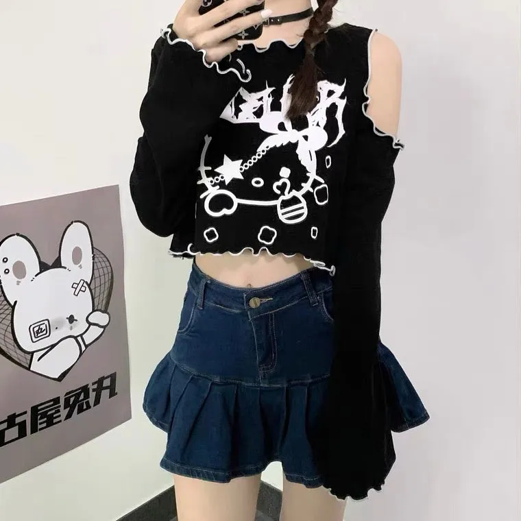 DARK “HELLO KITTY” PRINT LONG SLEEVE SHIRT BY90190