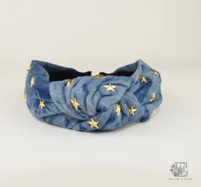 Denim stars headband