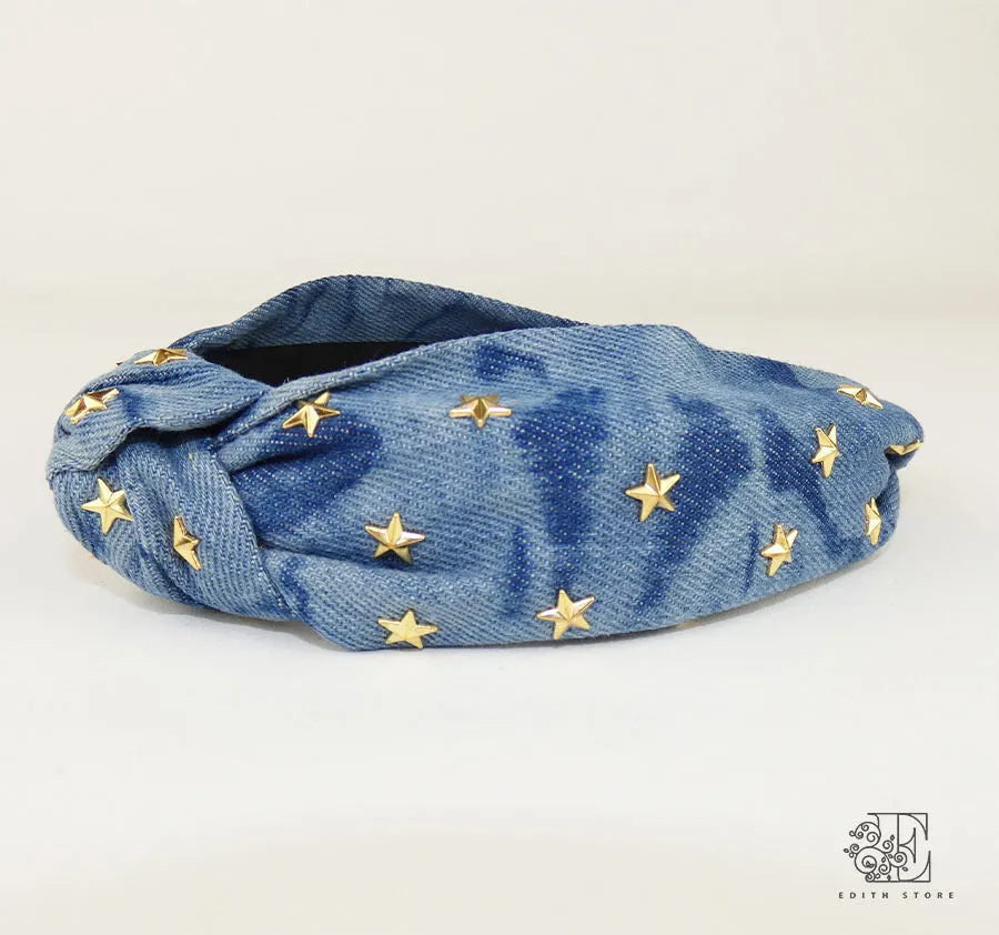 Denim stars headband