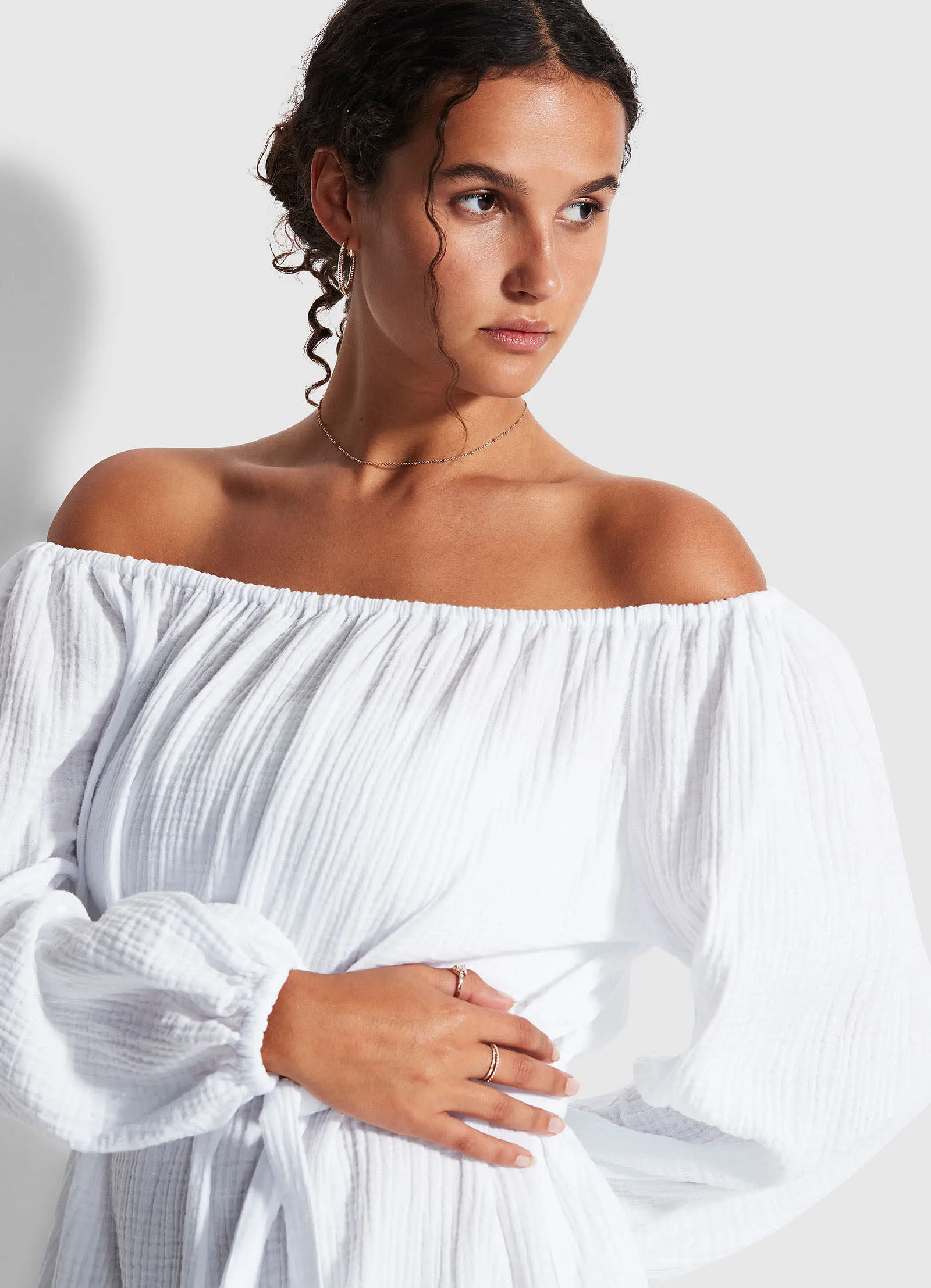 Double Cloth Summer Cover Up  - White