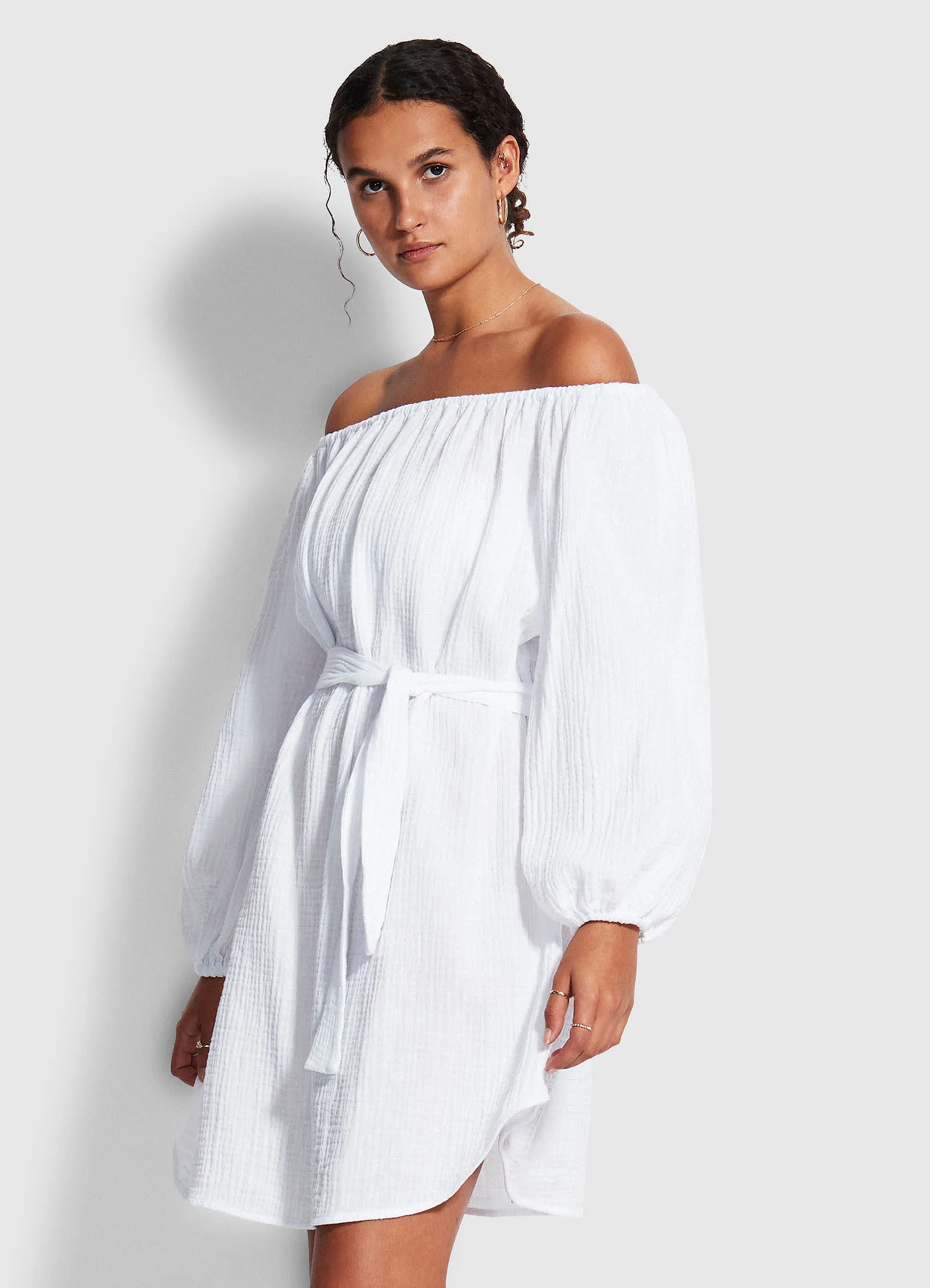 Double Cloth Summer Cover Up  - White