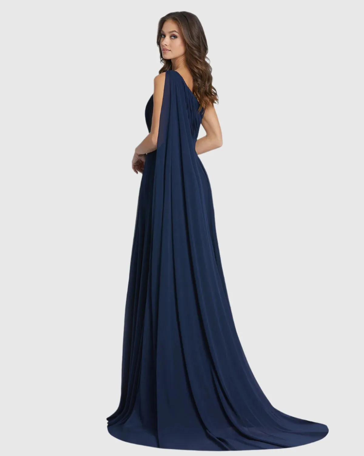 Draped One Shoulder Evening Gown