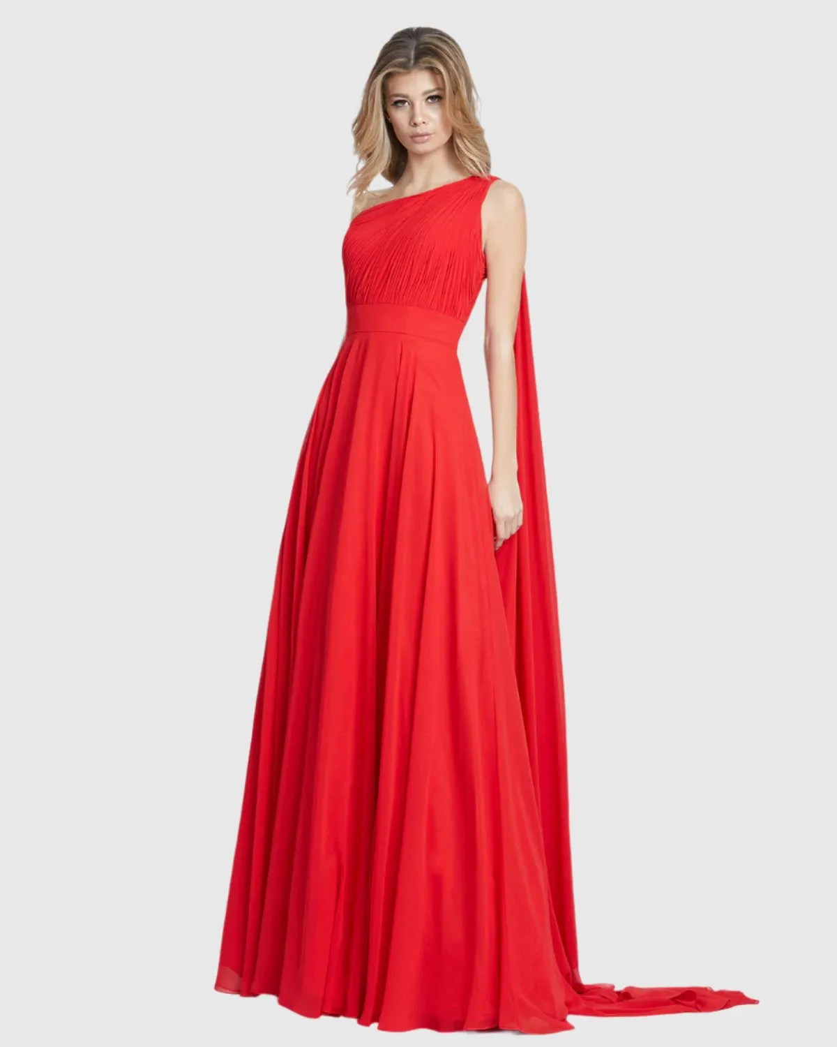 Draped One Shoulder Evening Gown