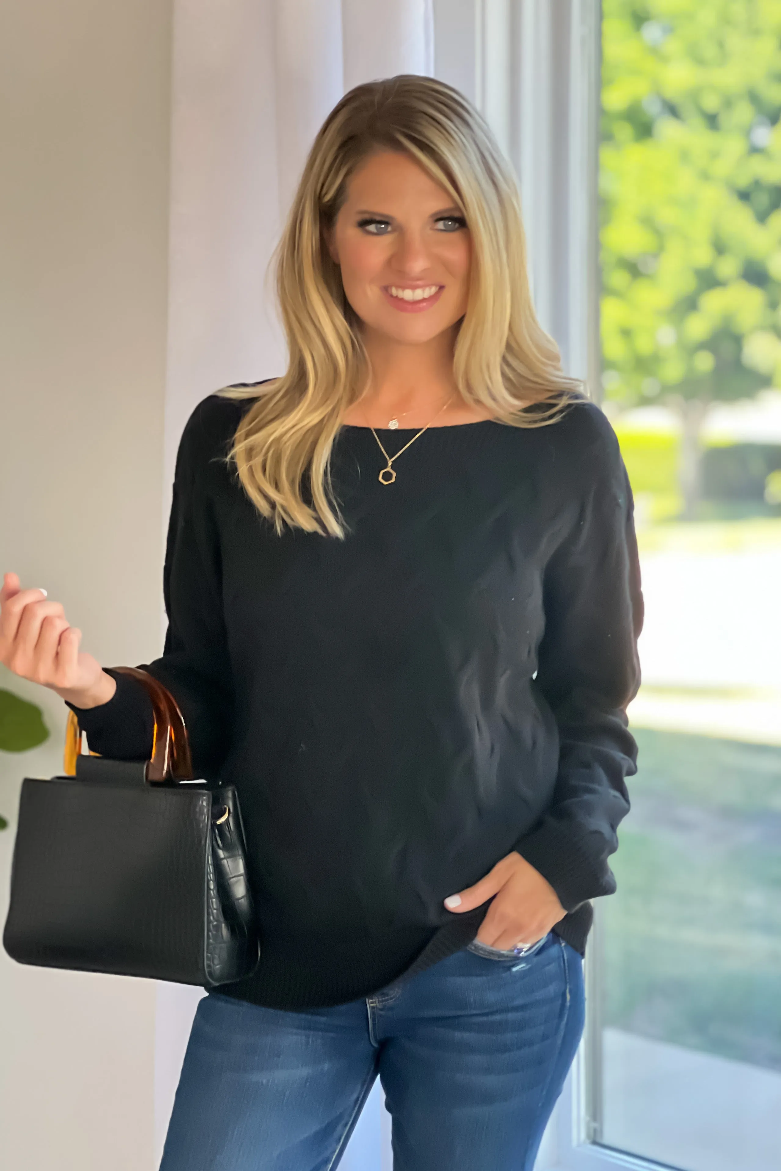 Effortless Grace Off Shoulder Sweater : Black