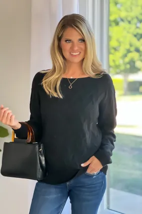 Effortless Grace Off Shoulder Sweater : Black