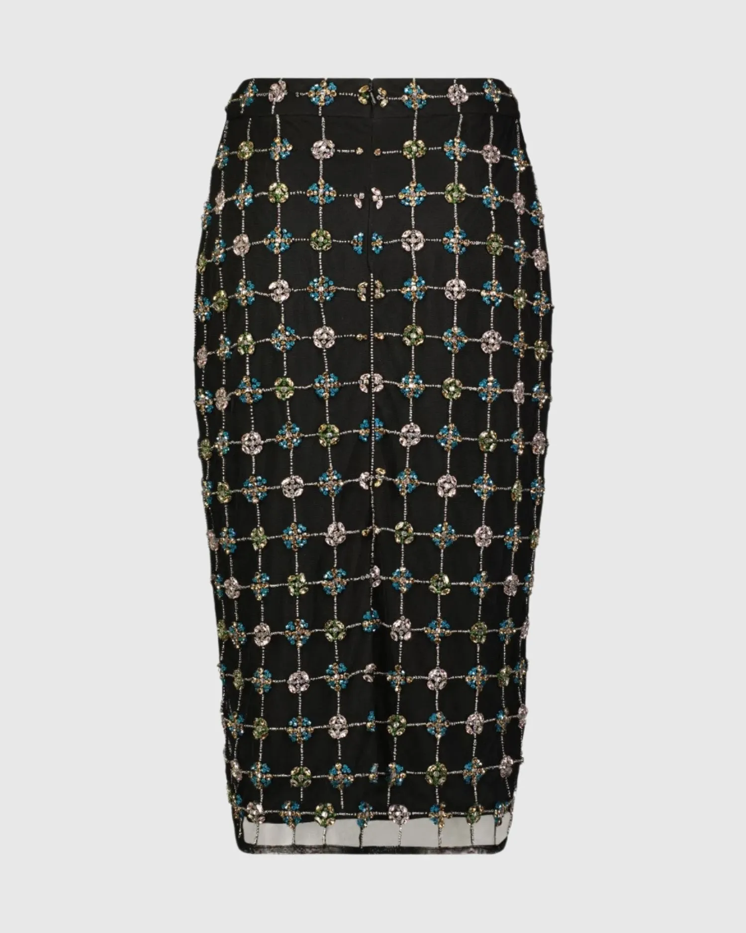 Embellished Geometrical Skirt with Rhinestones