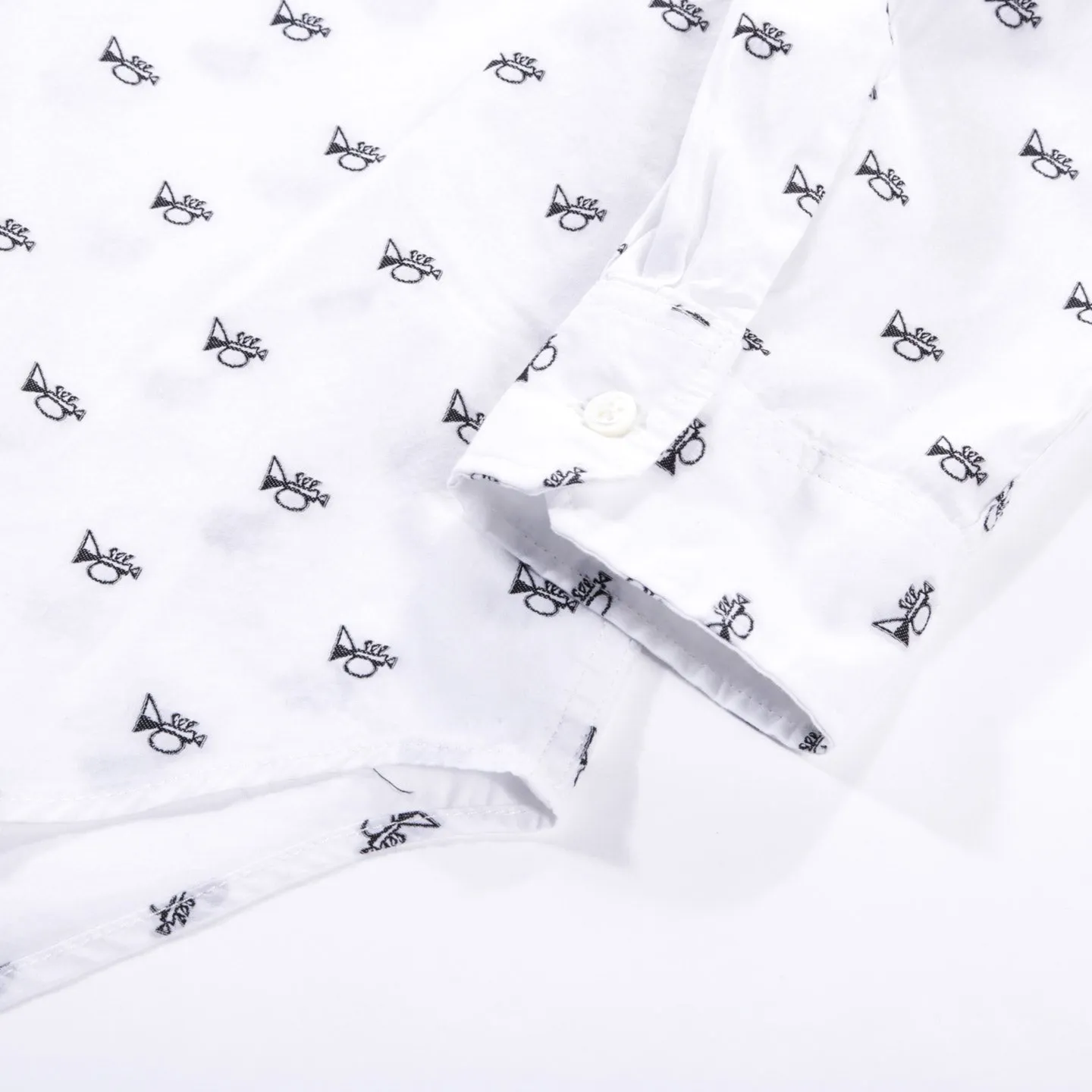 ENGINEERED GARMENTS TAB COLLAR SHIRT WHITE TRUMPET EMBROIDERY BROADCLOTH