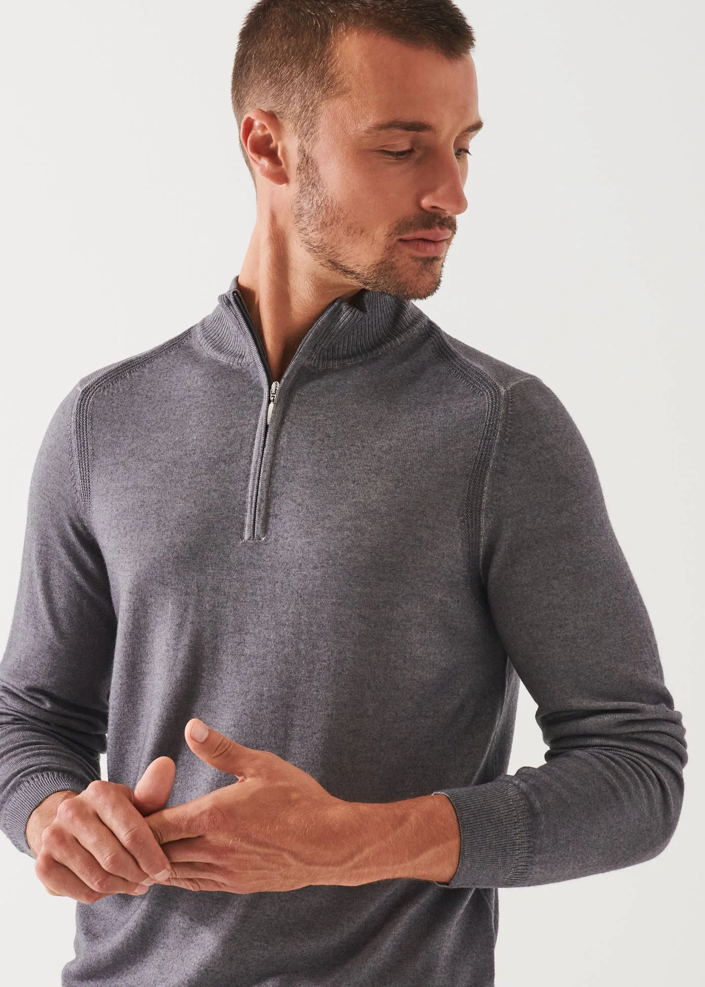 EXTRA-FINE MERINO COLD DYE QUARTER ZIP