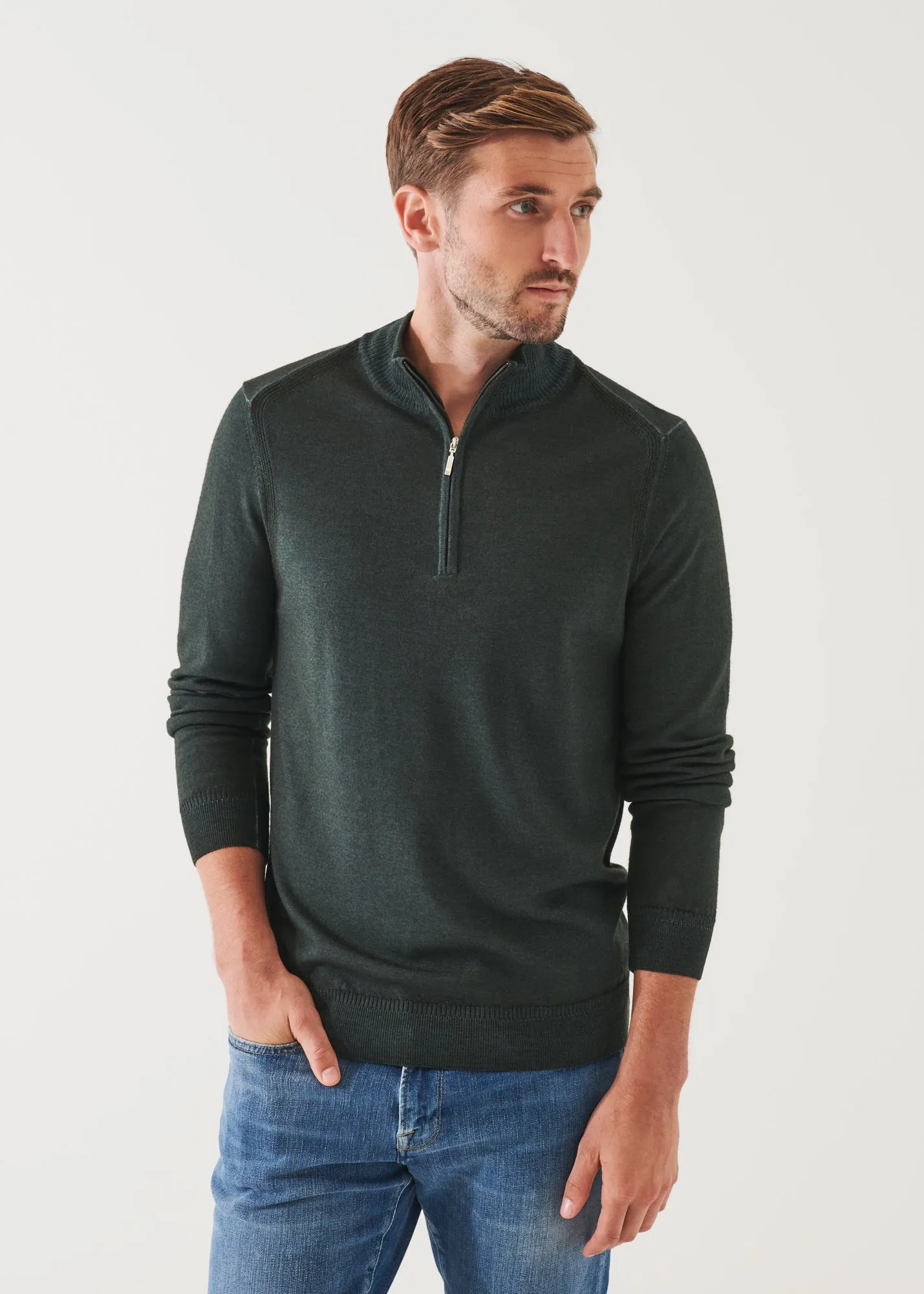 EXTRA-FINE MERINO COLD DYE QUARTER ZIP