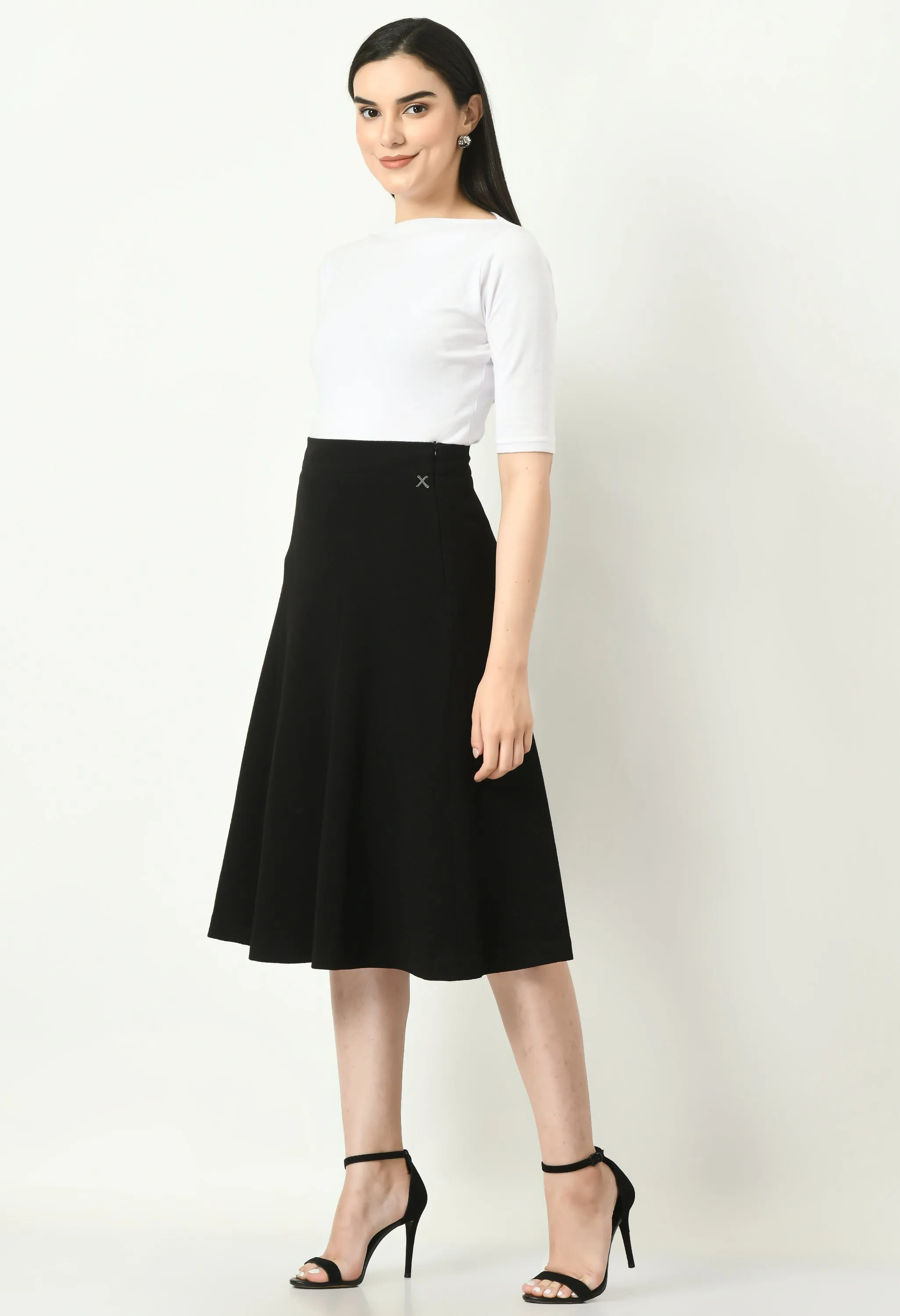 Exude Victory A-line Midi Skirt (Black)