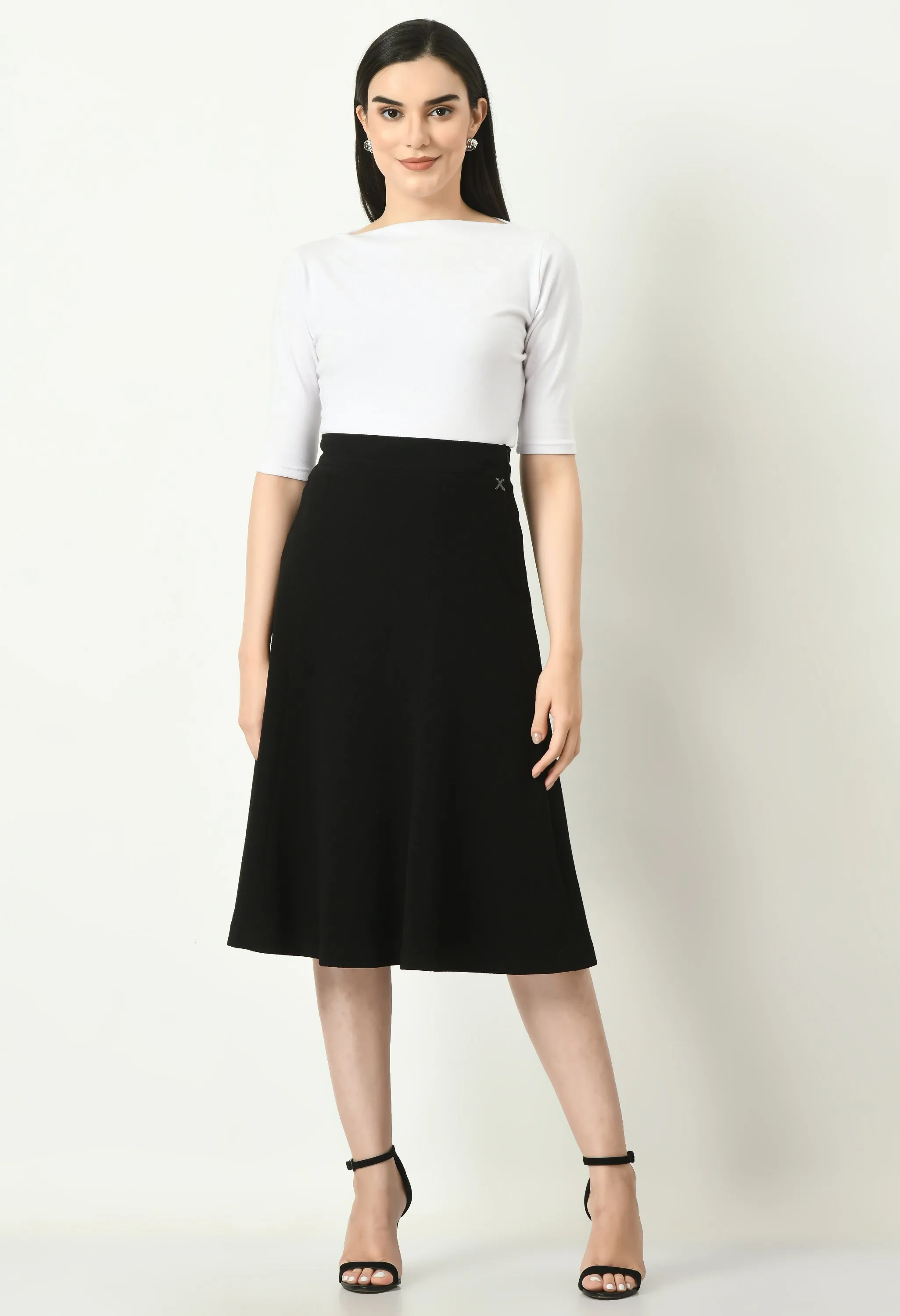 Exude Victory A-line Midi Skirt (Black)