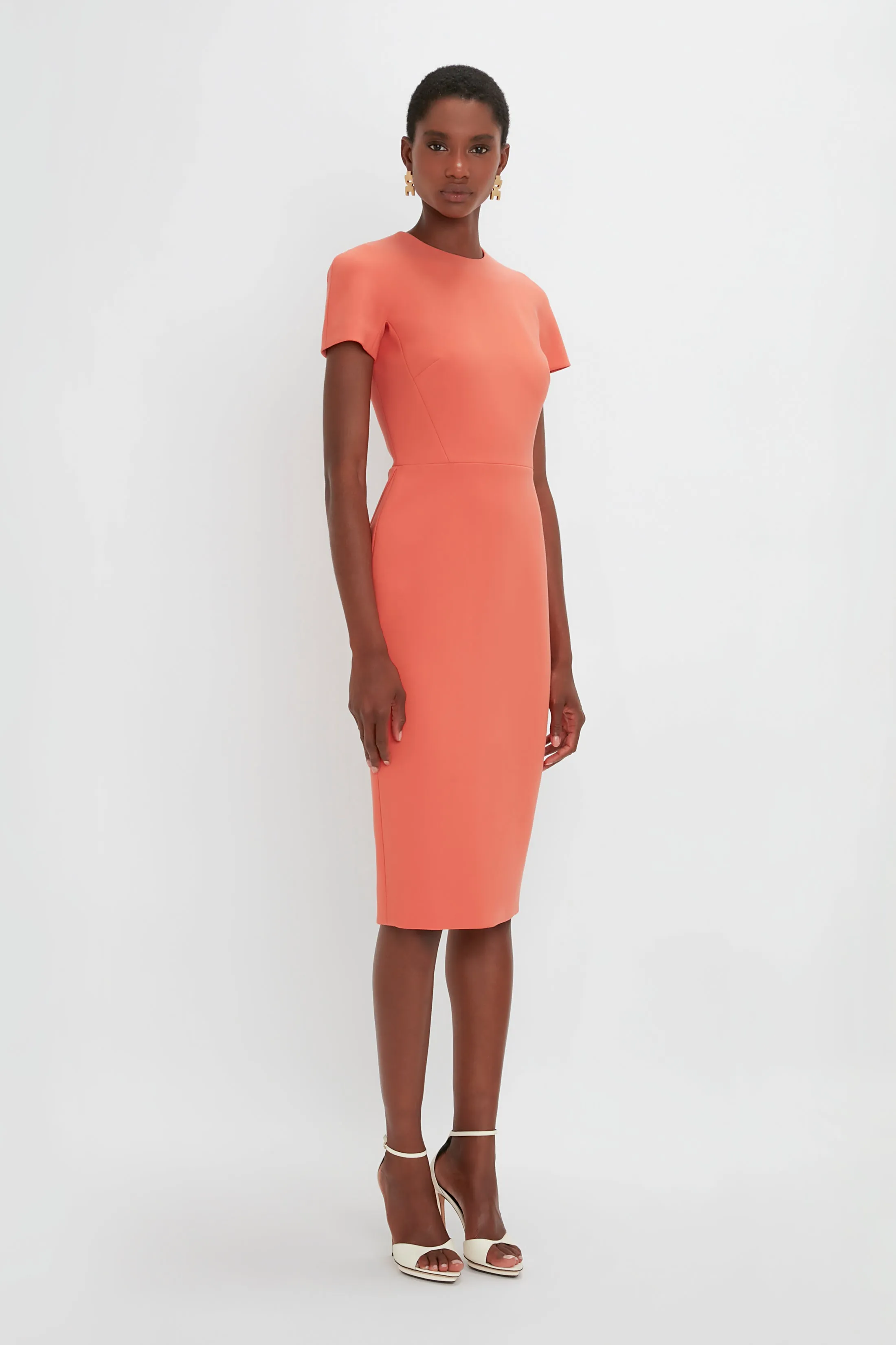 Fitted T-Shirt Dress In Papaya