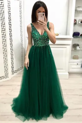 Green Prom Dress Long, Formal Dress, Evening Dress, Dance Dresses, School Party Gown, PC0795