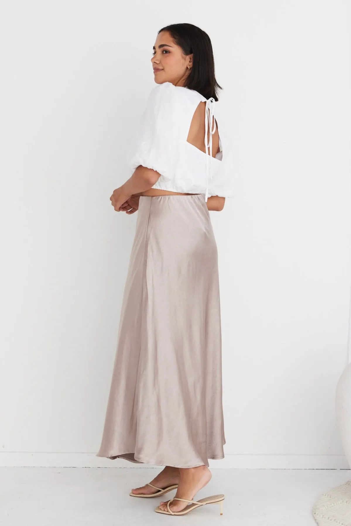 Haven Pumice Satin Bias Cut Maxi Skirt