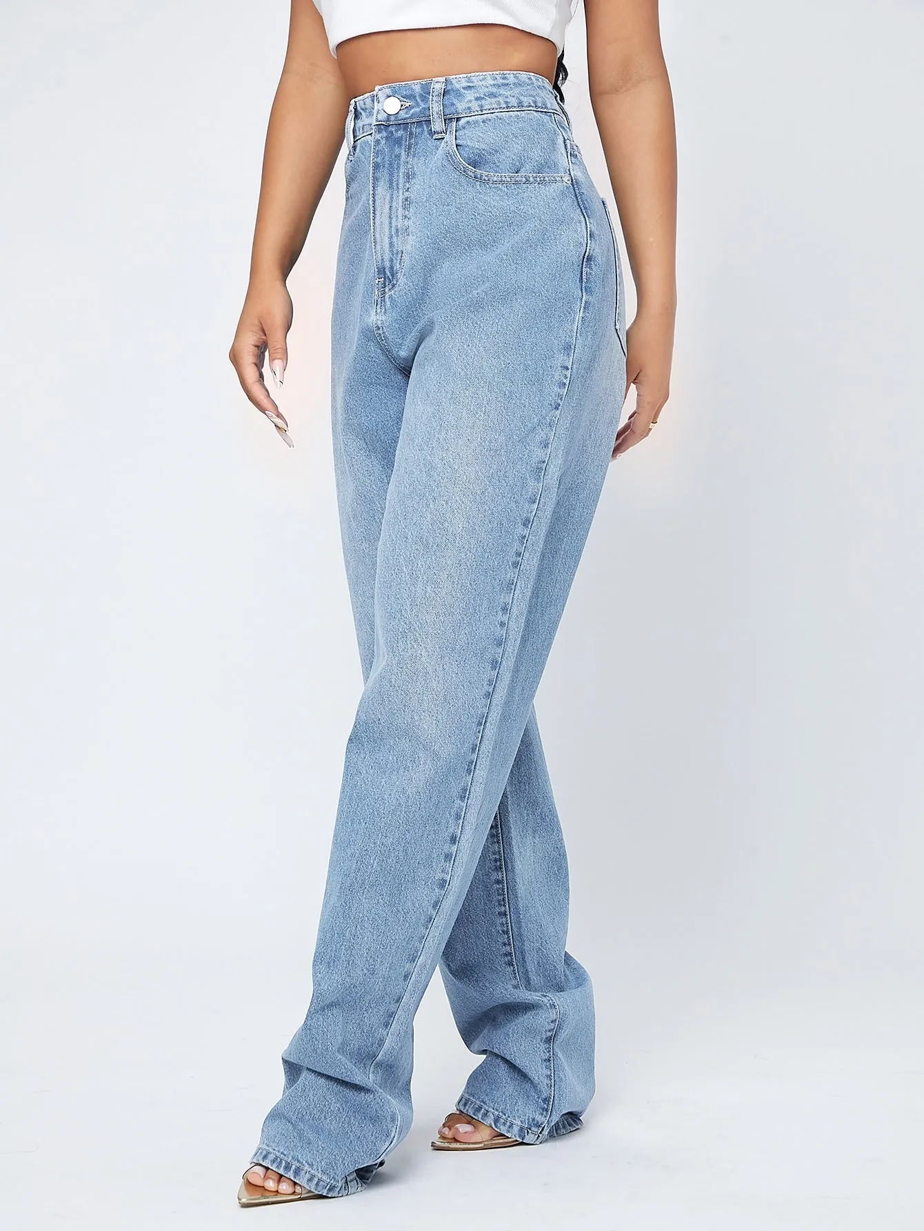 High Waist Straight Leg Jeans