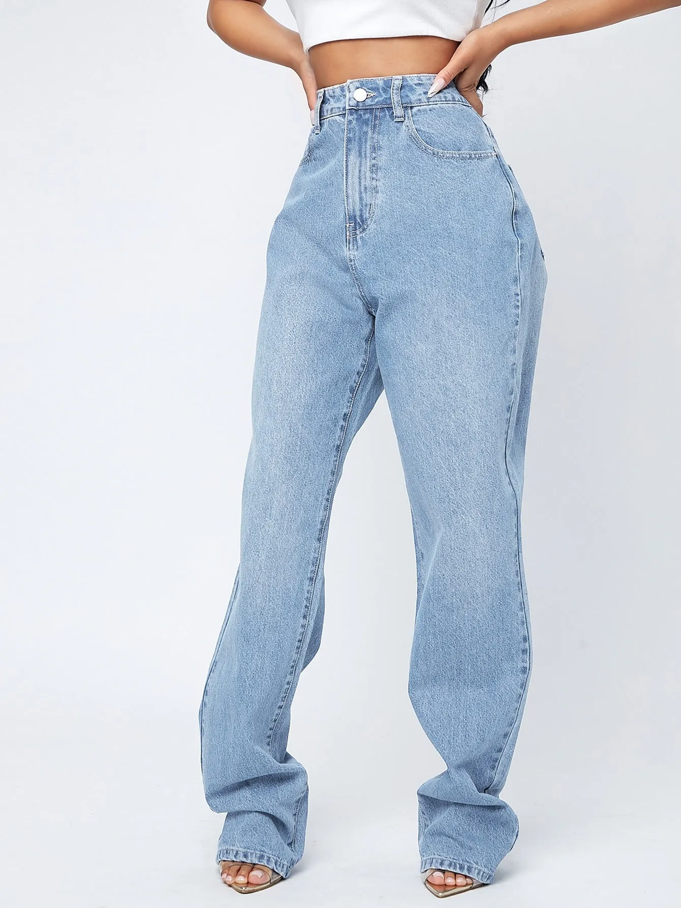 High Waist Straight Leg Jeans