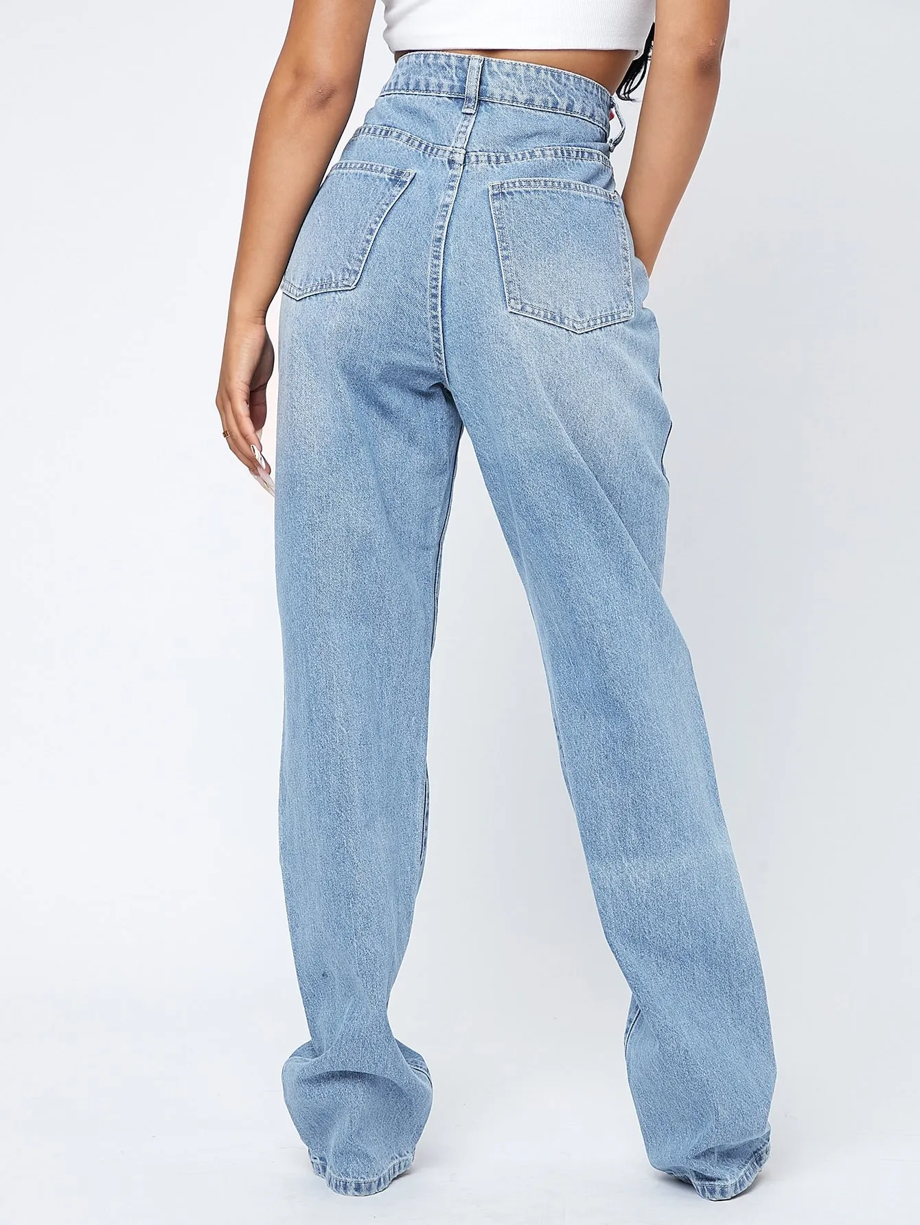 High Waist Straight Leg Jeans