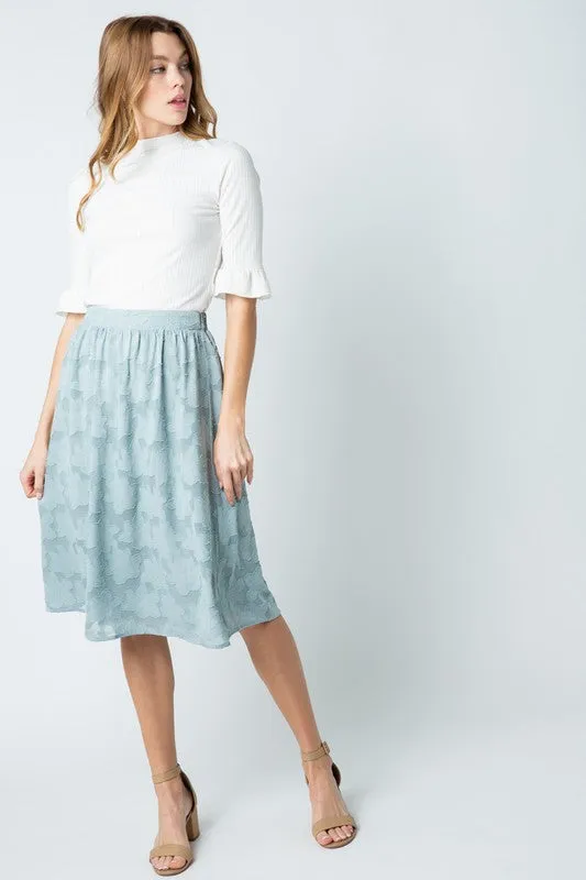 Iris Floral Skirt in Light Blue