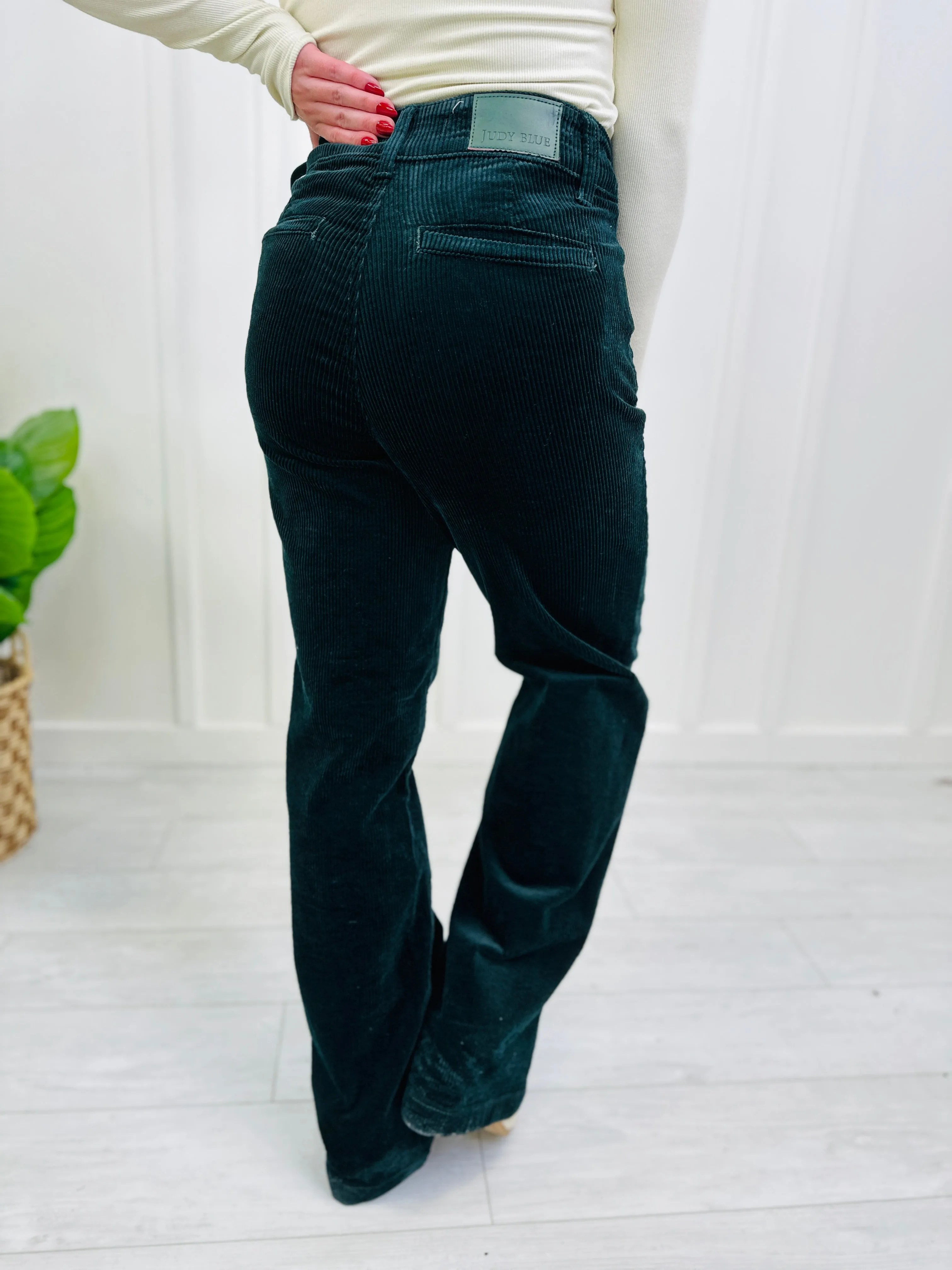 Judy Blue REG/CURVY Effortless in Emerald Wide Leg Trouser